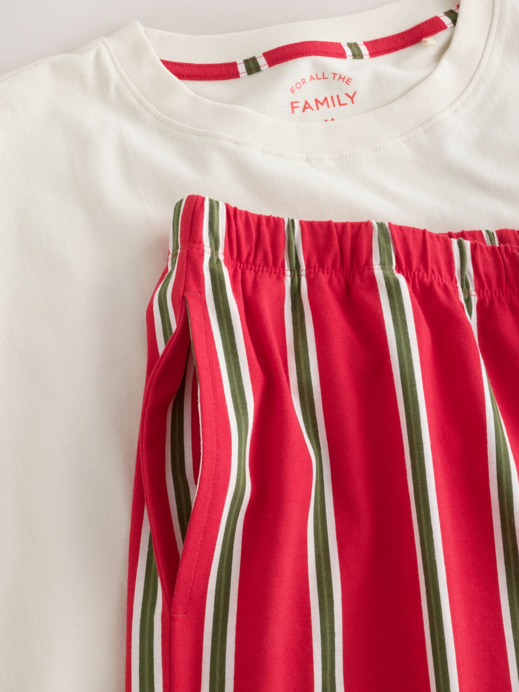 Matching Family Christmas Short Sleeve Pyjamas - Ecru Happy Holidays - Regular - SIP Still Life
