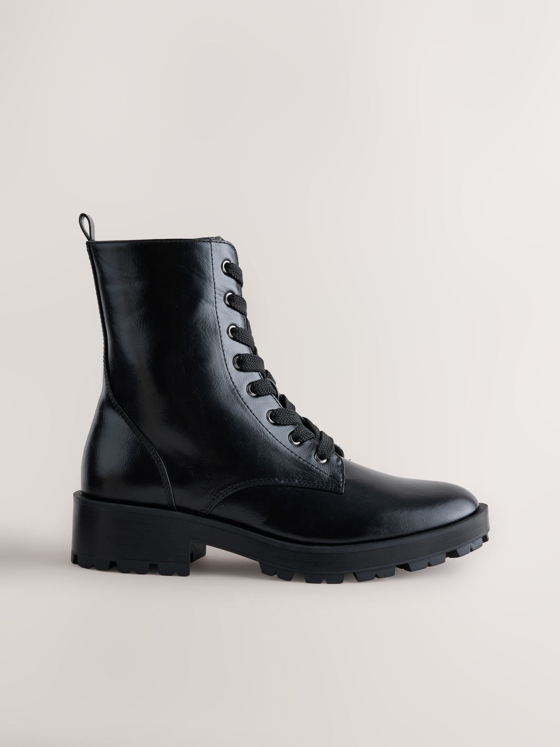 Forever Comfort® Standard/Wide Fit Cleat Casual Lace-Up Boots - Black - Regular - SIP Still Life