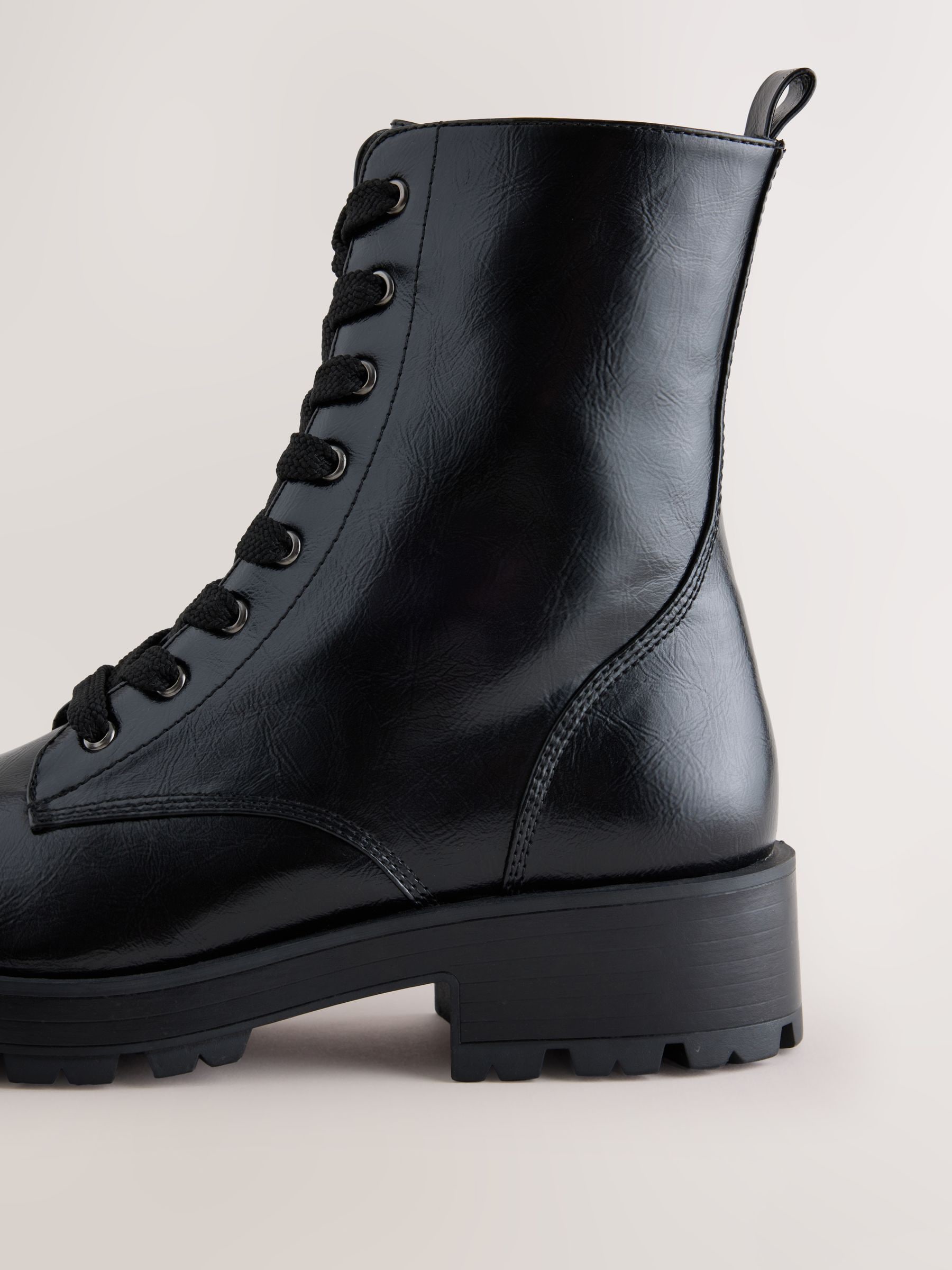 Forever Comfort® Standard/Wide Fit Cleat Casual Lace-Up Boots - Black - Regular - SIP Still Life