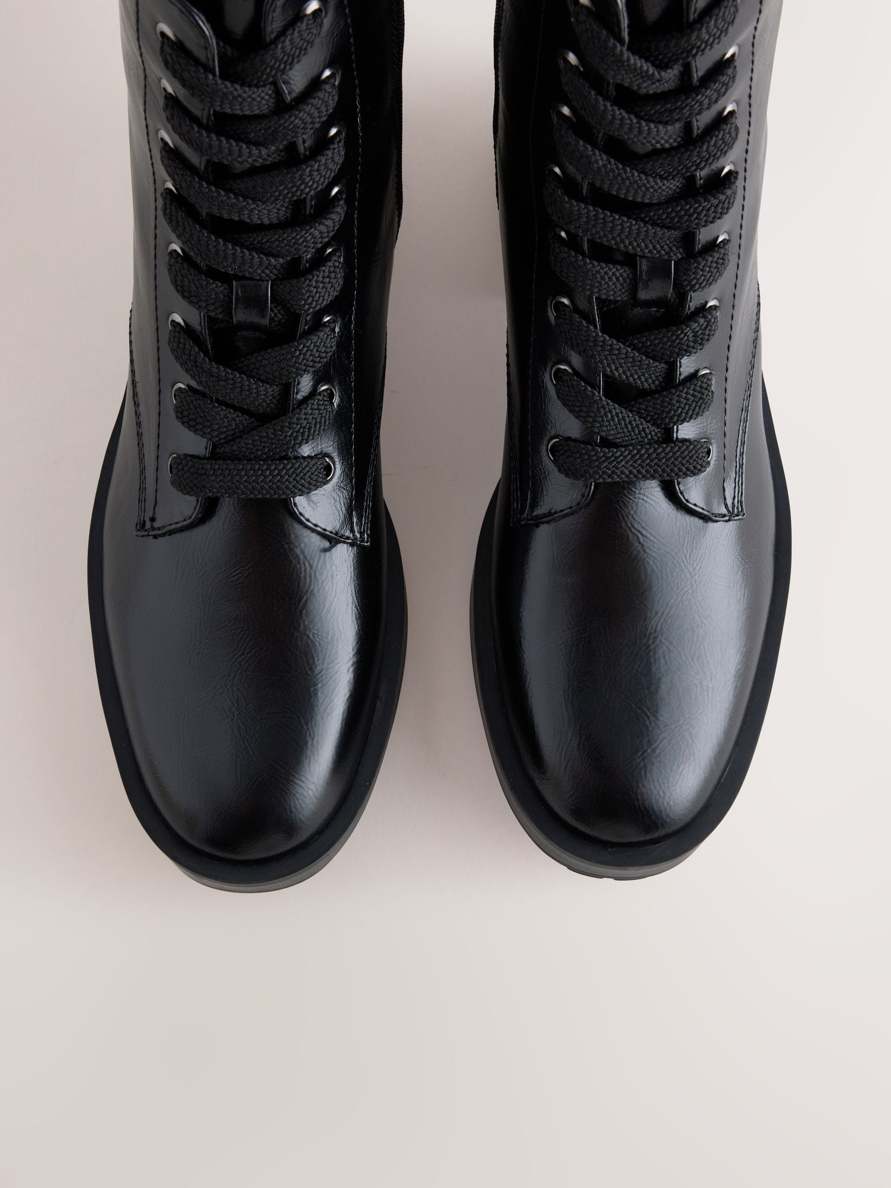 Forever Comfort® Standard/Wide Fit Cleat Casual Lace-Up Boots - Black - Regular - SIP Still Life