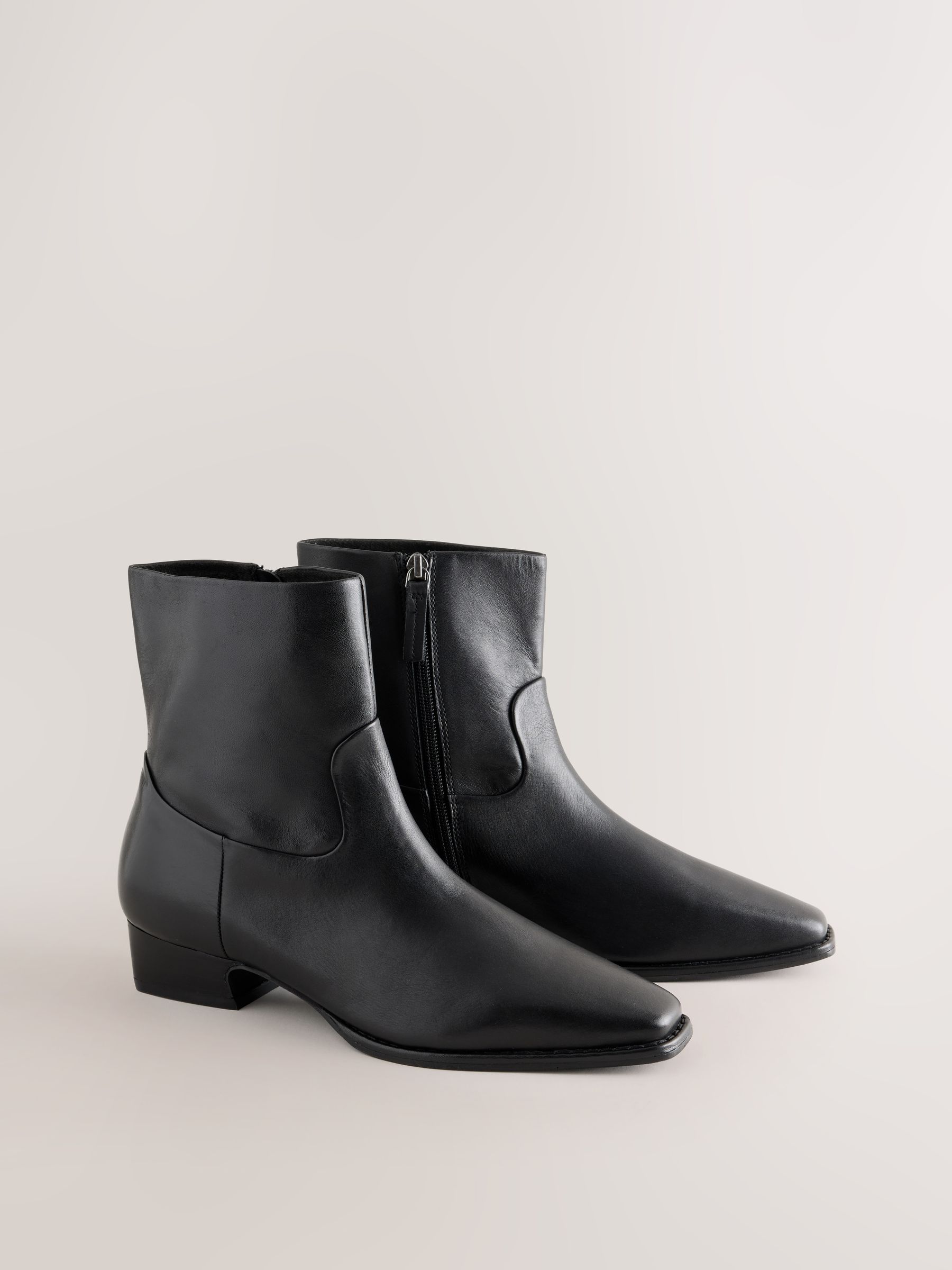 Forever Comfort® Standard/Wide Fit Leather Ankle Western Boots - Black - Regular - SIP Still Life