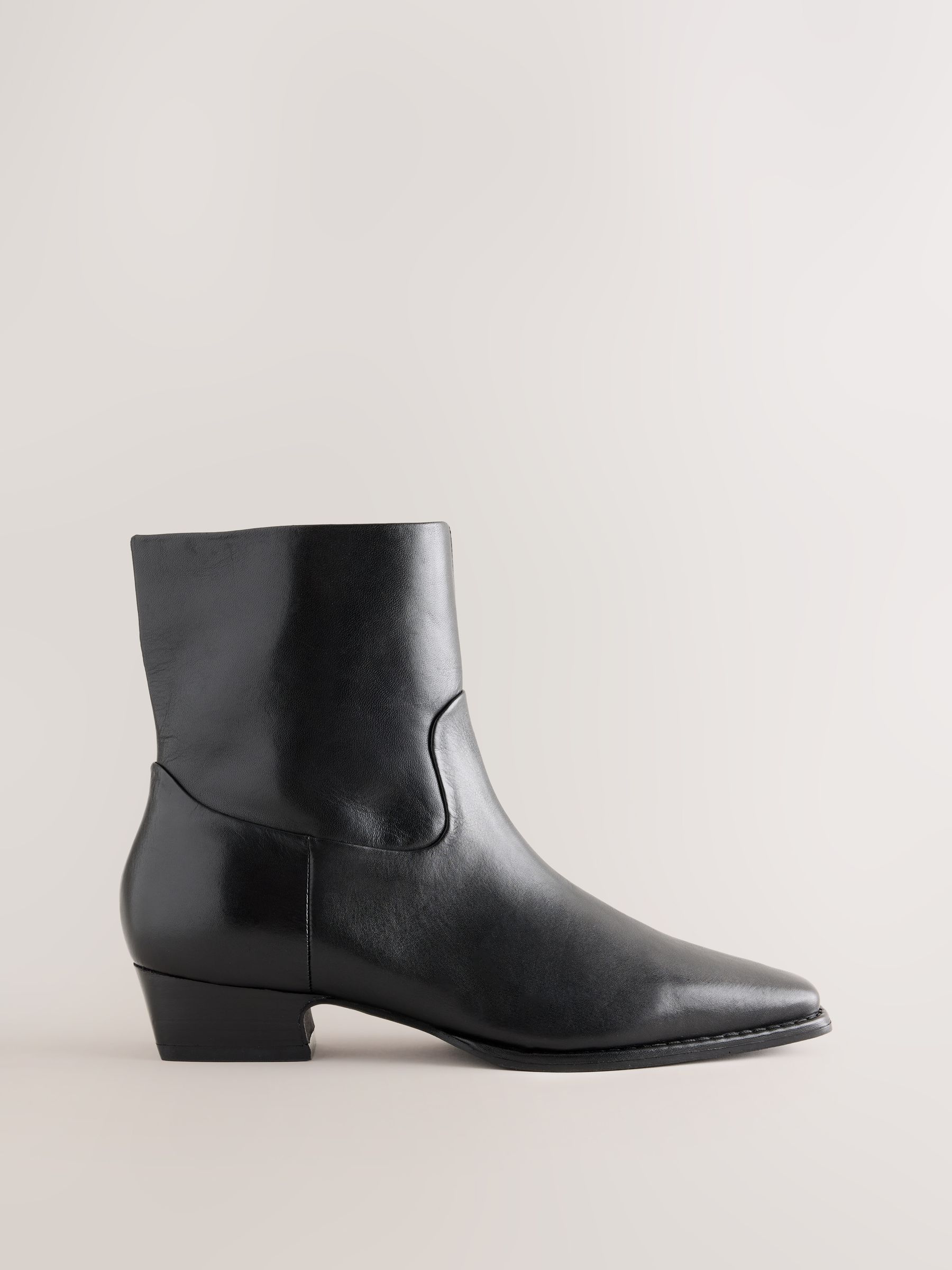 Forever Comfort® Standard/Wide Fit Leather Ankle Western Boots - Black - Regular - SIP Still Life