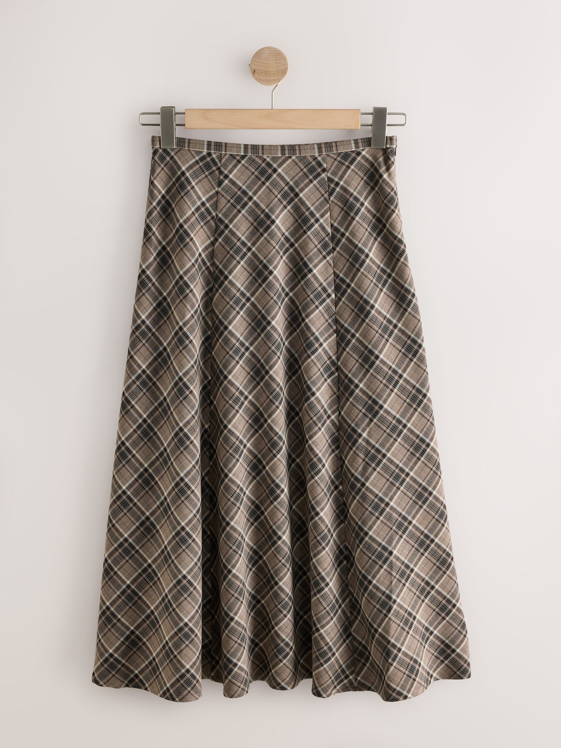 Check Midi Skirt - Mink Brown - Regular - SIP Still Life