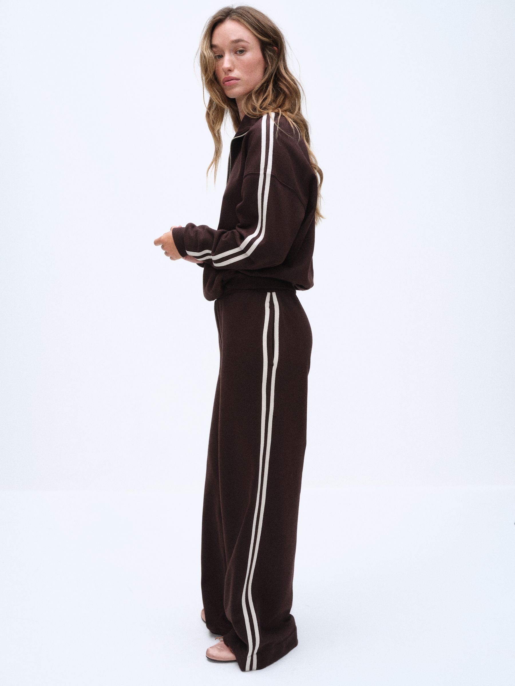 The Set Funnel Neck Sweat with Straight Leg Joggers Co-Ord Set - Brown - Regular - SIP Worn