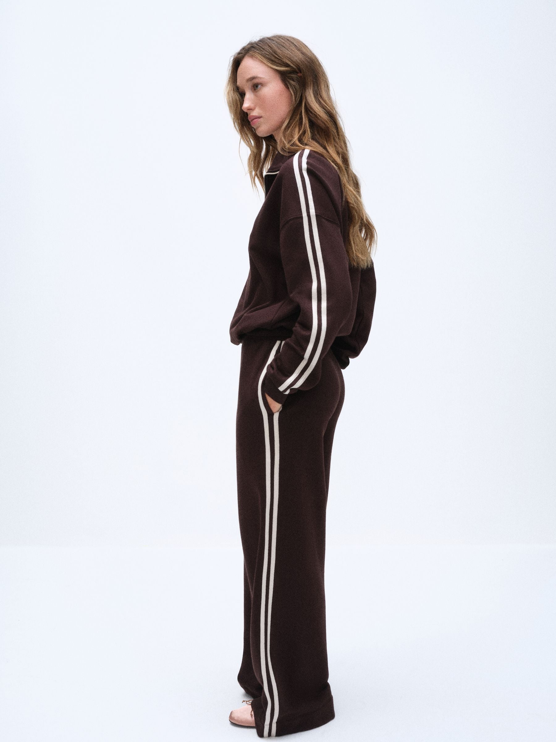 The Set Funnel Neck Sweat with Straight Leg Joggers Co-Ord Set - Brown - Regular - SIP Worn