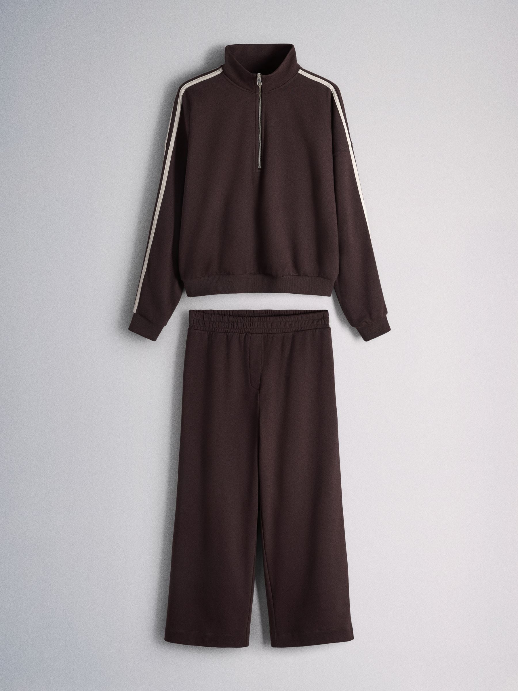 The Set Funnel Neck Sweat with Straight Leg Joggers Co-Ord Set - Brown - Regular - SIP Still Life