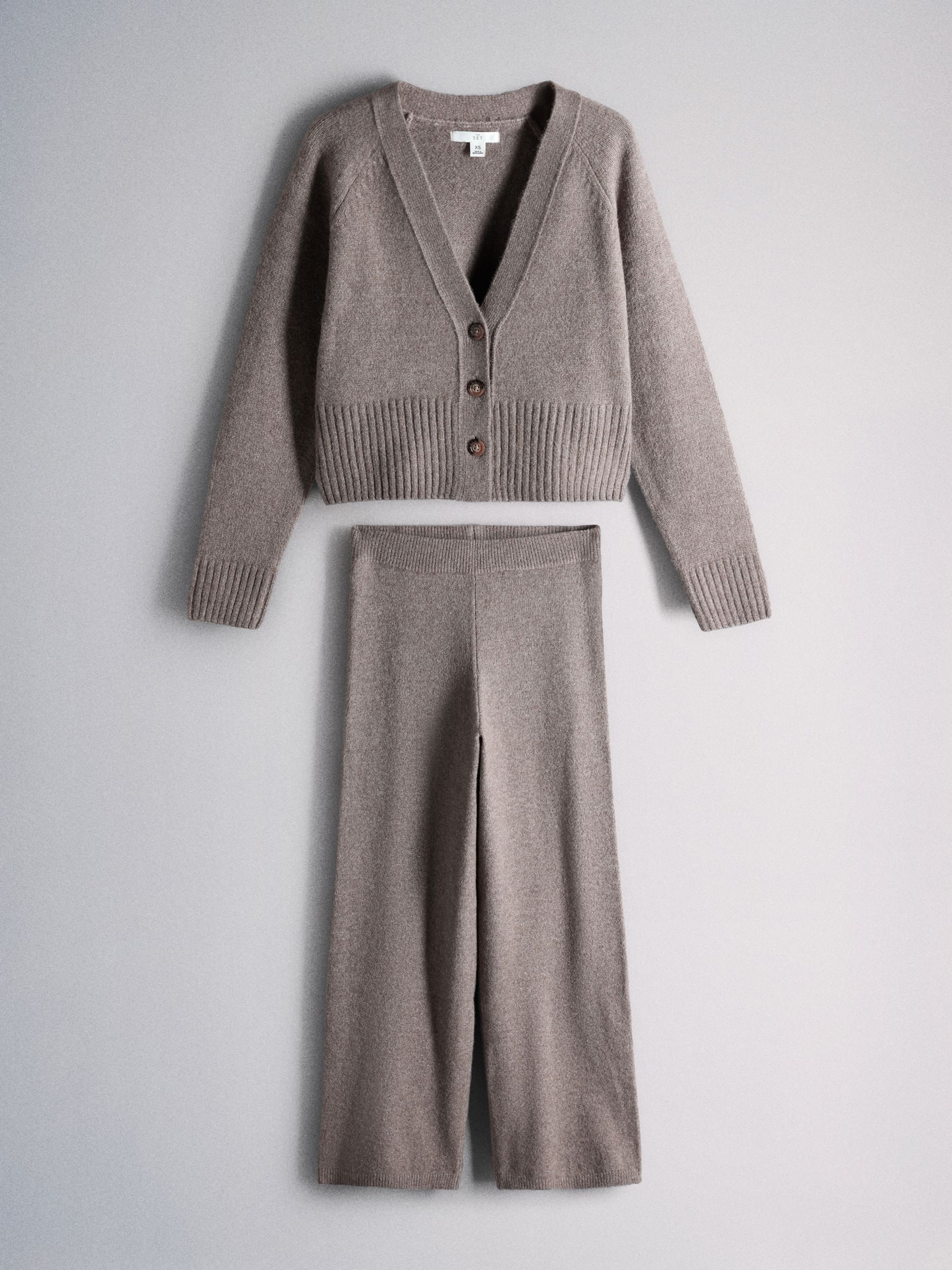 The Set Wool Blend Coord Cardigan & Legging Set - Mink Marl/Brown - Regular - SIP Still Life