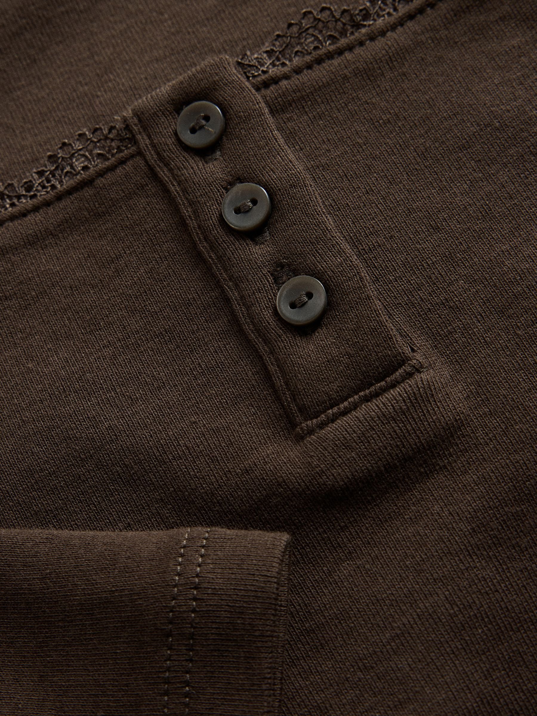 The Set 4 Pack Lace Henley Long Sleeve T-Shirts - Brown/Oat Marl/Neutral/White - Regular - SIP Still Life