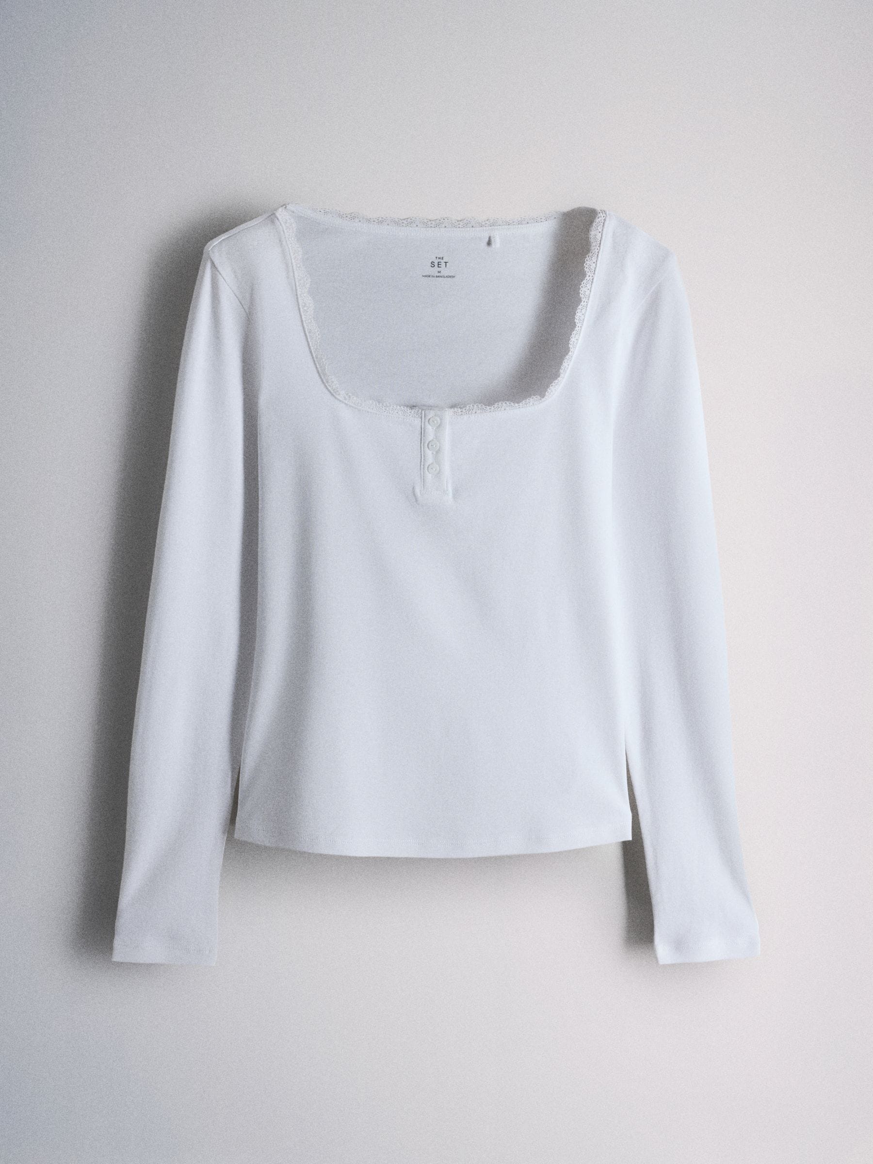 The Set 4 Pack Lace Henley Long Sleeve T-Shirts - Brown/Oat Marl/Neutral/White - Regular - SIP Still Life