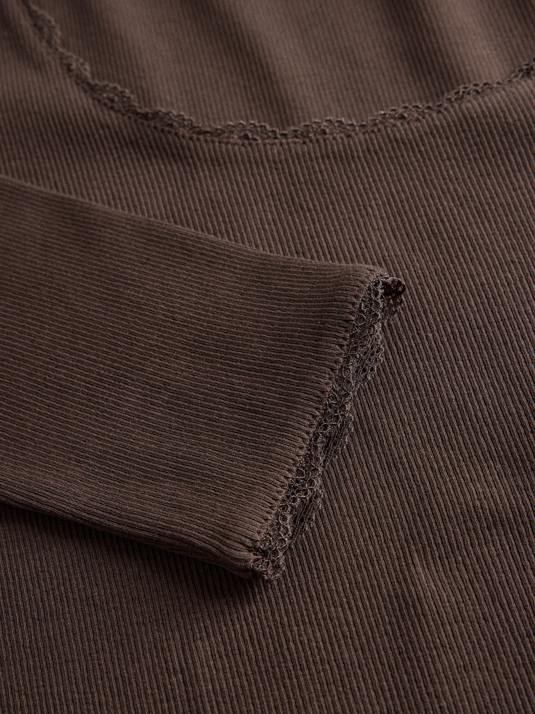 The Set 5 Pack Long Sleeve Ribbed Lace Scoop Tops - Navy/Brown/Tan/White/Oat Marl - Regular - SIP Still Life