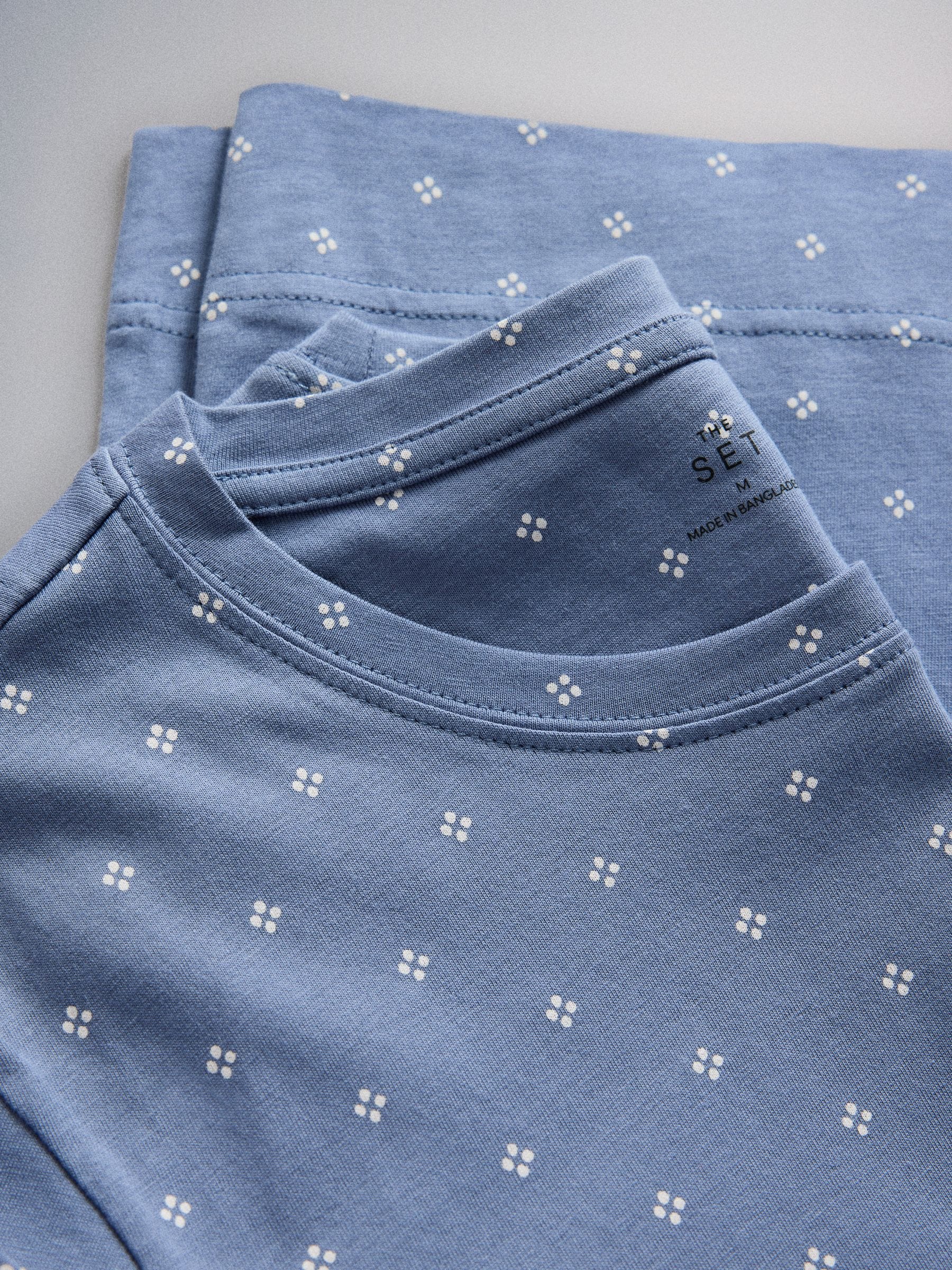 The Set 3 Pack Long Sleeve 100% Cotton Pyjamas - Blue/Light Taupe/Blue Star Print - Regular - SIP Still Life