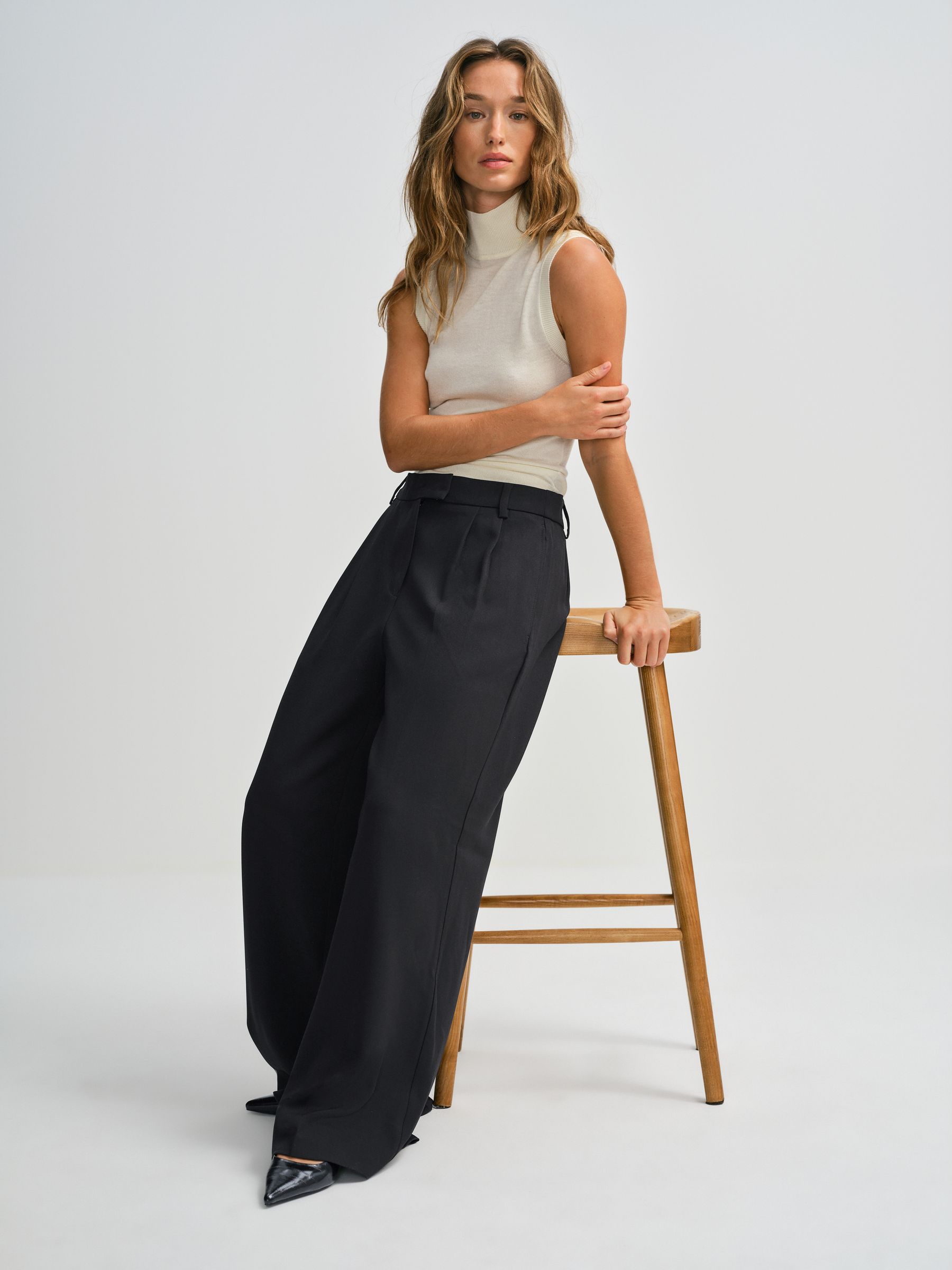 The Set 2 Pack Formal Wide Leg Trousers - Black/Mid Grey - Regular - SIP Worn