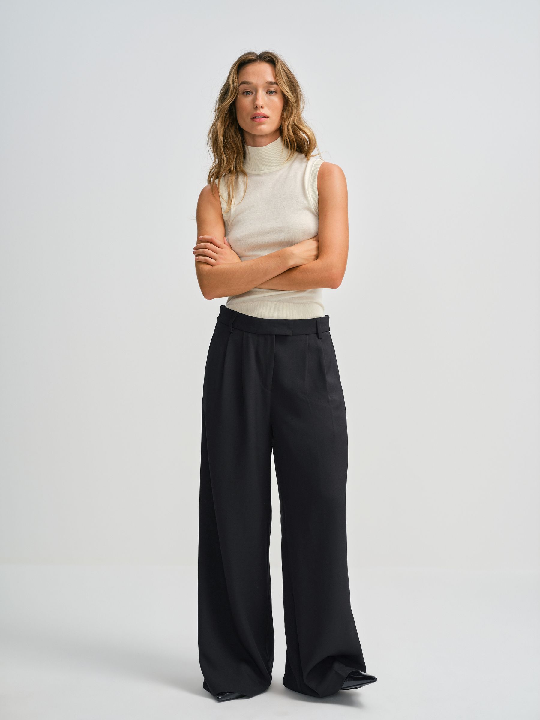 The Set 2 Pack Formal Wide Leg Trousers - Black/Mid Grey - Regular - SIP Worn