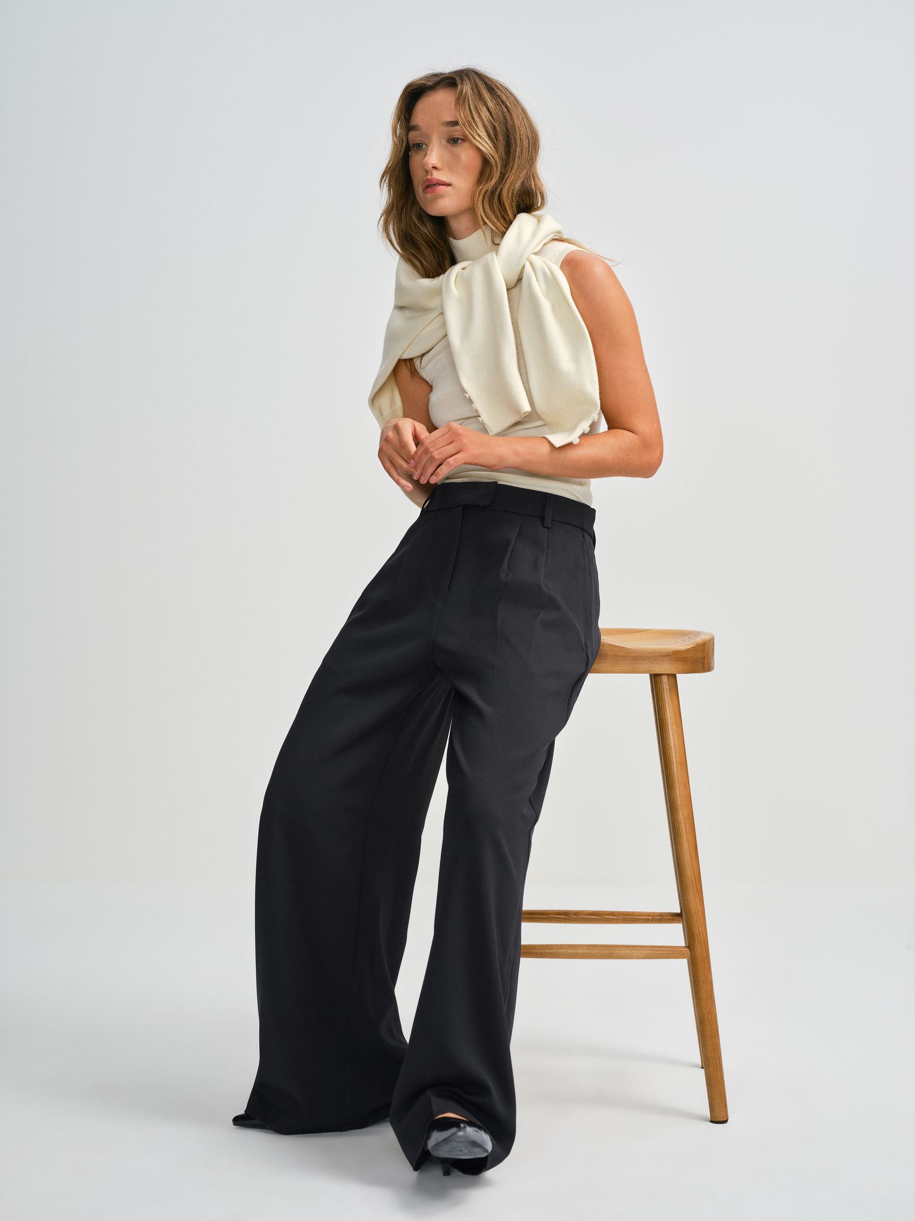 The Set 2 Pack Formal Wide Leg Trousers - Black/Mid Grey - Regular - SIP Worn