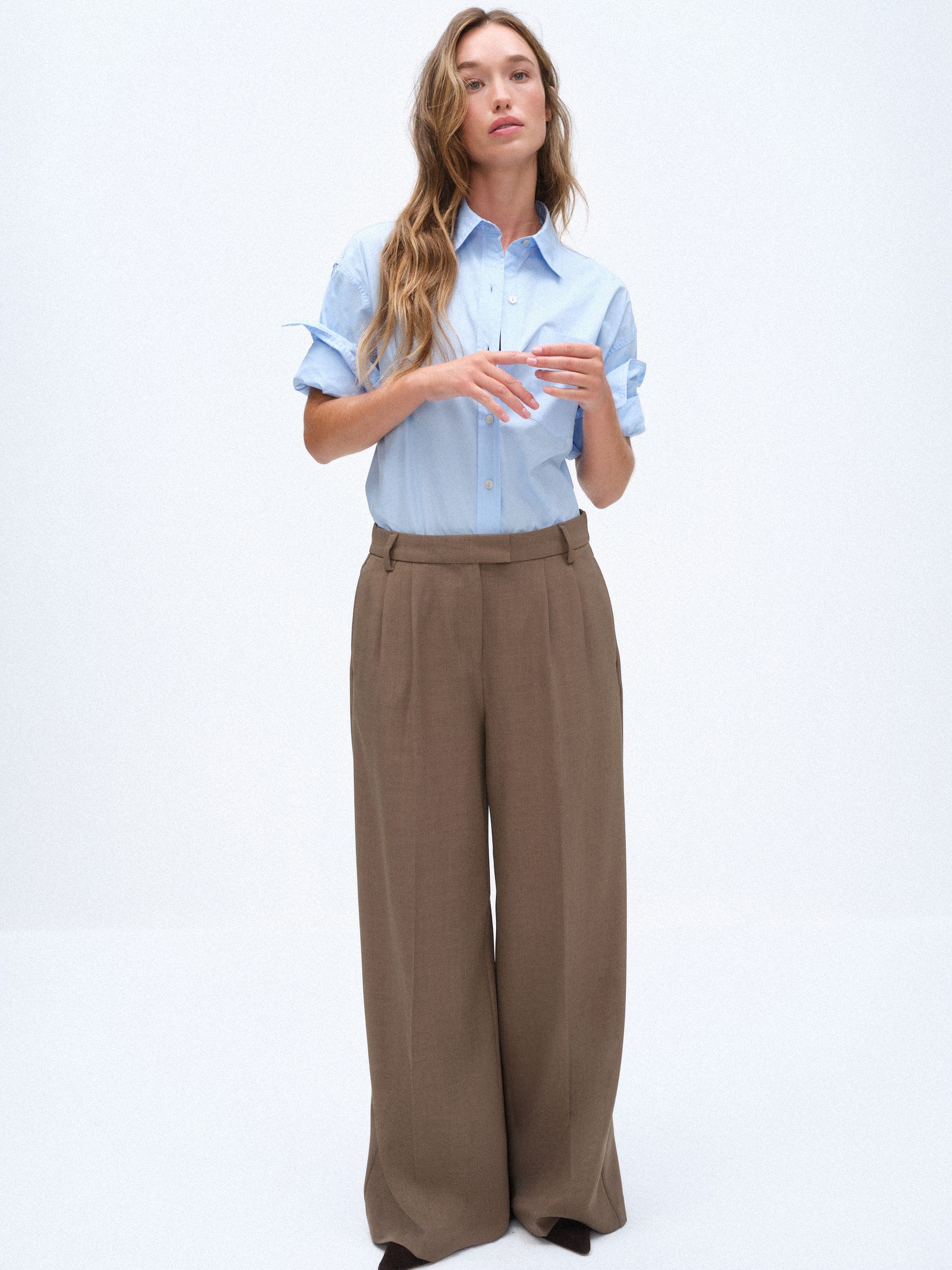 The Set 2 Pack Formal Wide Leg Trousers - Chocolate Brown/ Taupe - Regular - SIP Worn