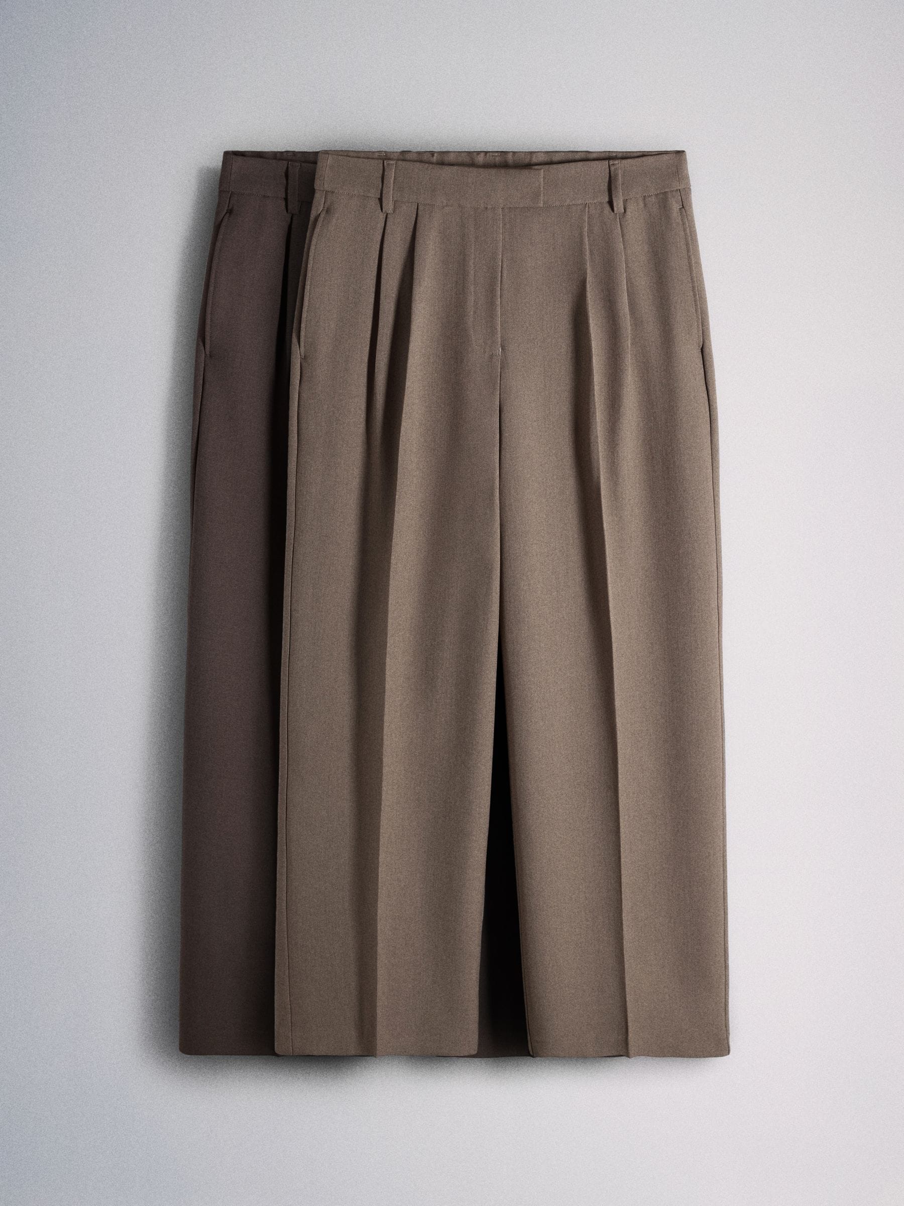 The Set 2 Pack Formal Wide Leg Trousers - Chocolate Brown/ Taupe - Regular - SIP Still Life