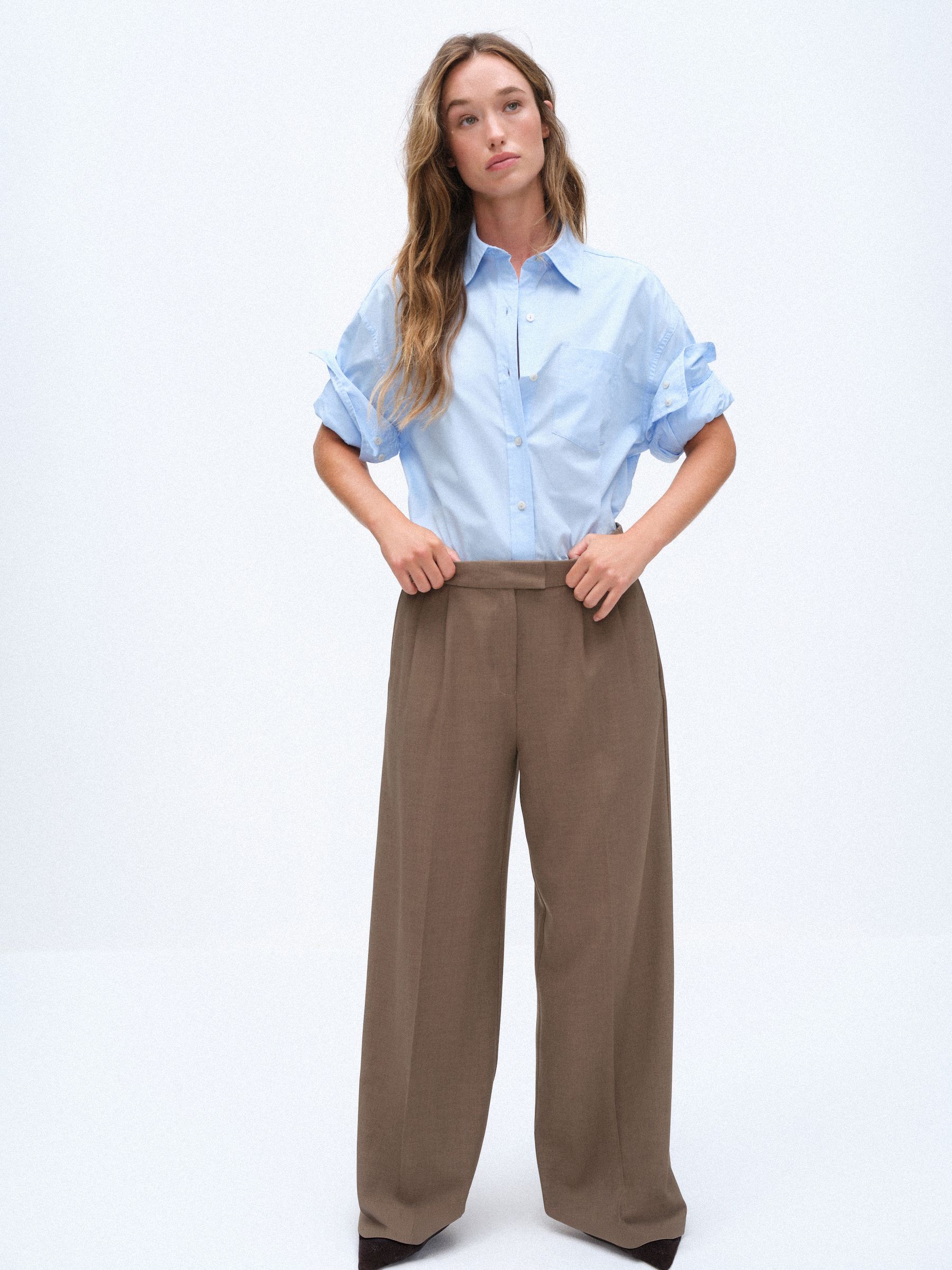 The Set 2 Pack Formal Wide Leg Trousers - Chocolate Brown/ Taupe - Regular - SIP Worn
