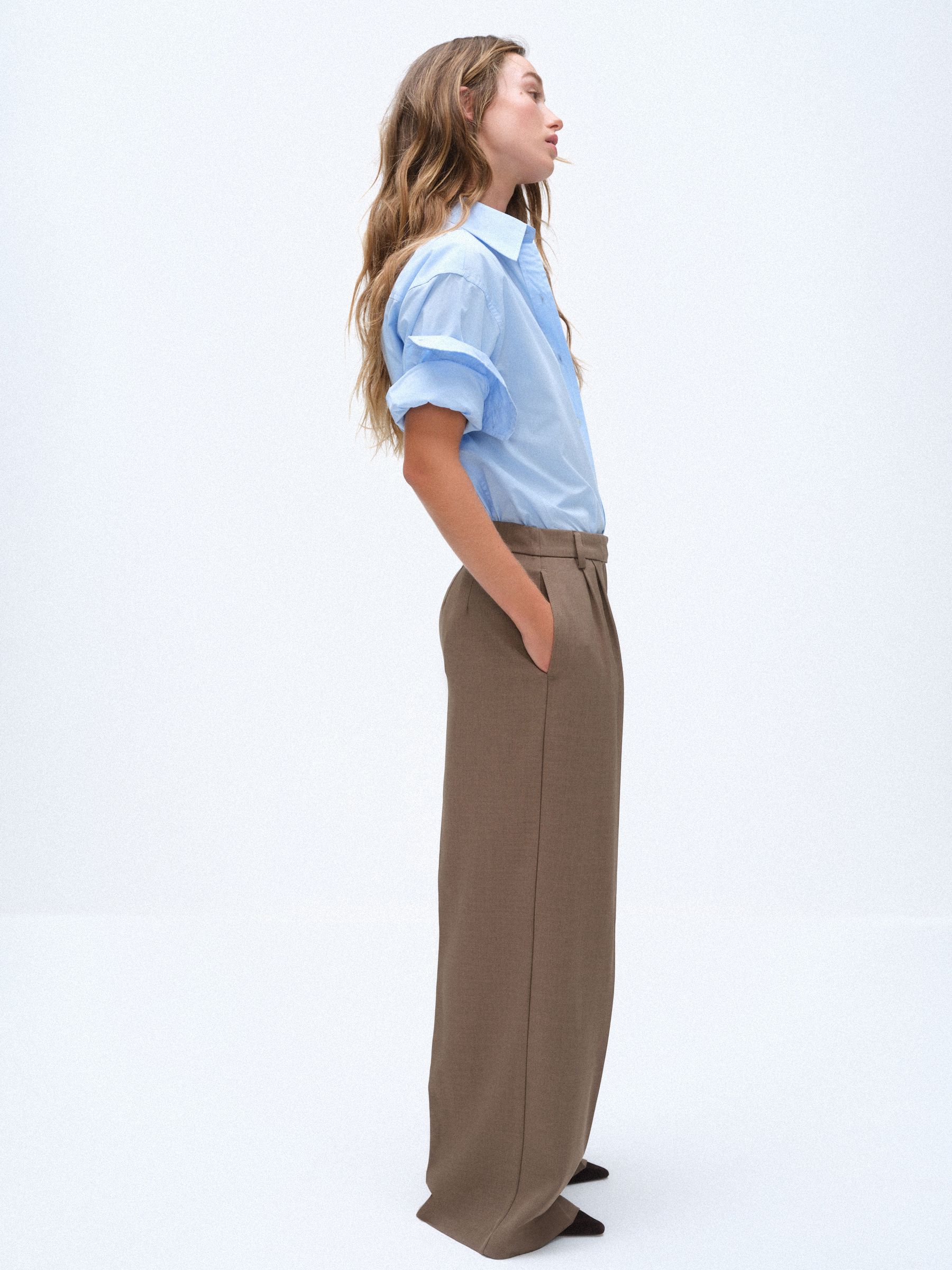 The Set 2 Pack Formal Wide Leg Trousers - Chocolate Brown/ Taupe - Regular - SIP Worn