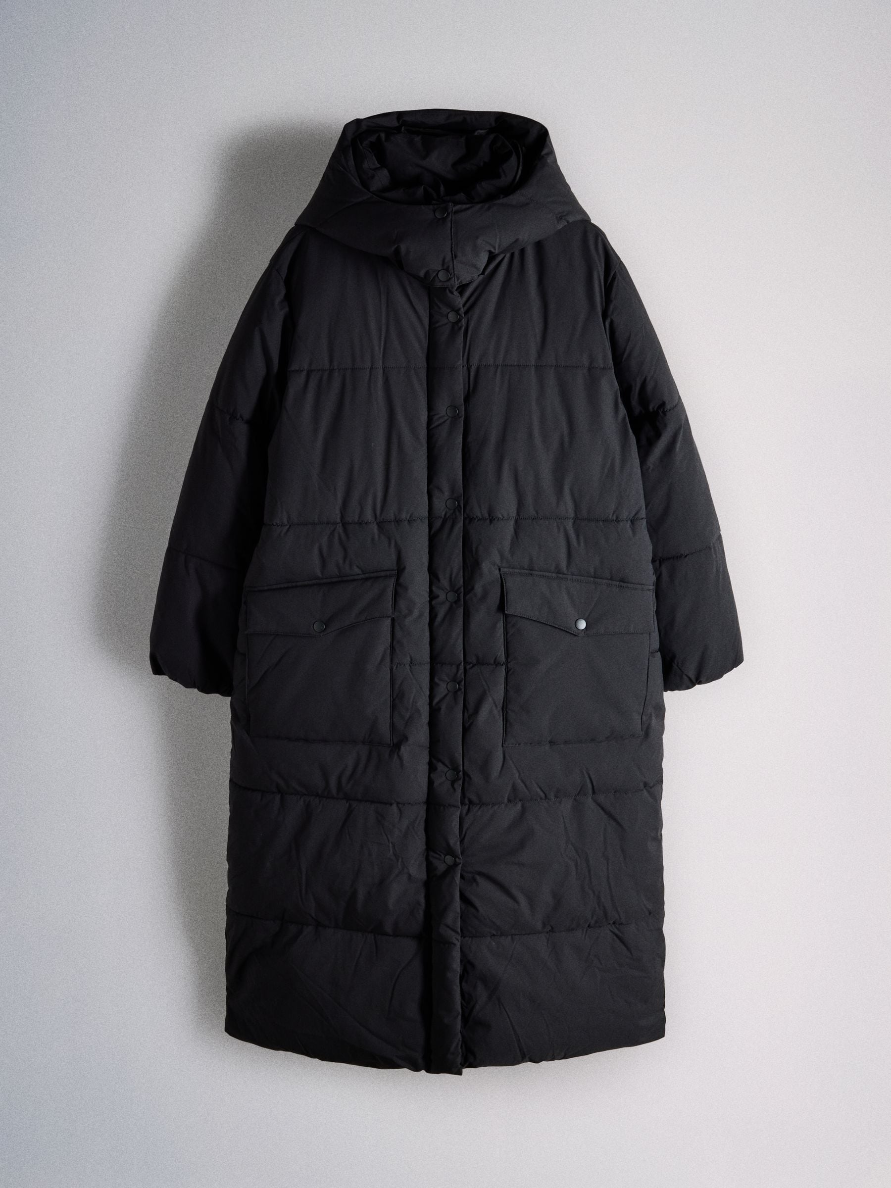 The Set Showerproof Padded Maxi Coat - Black - Regular - SIP Still Life