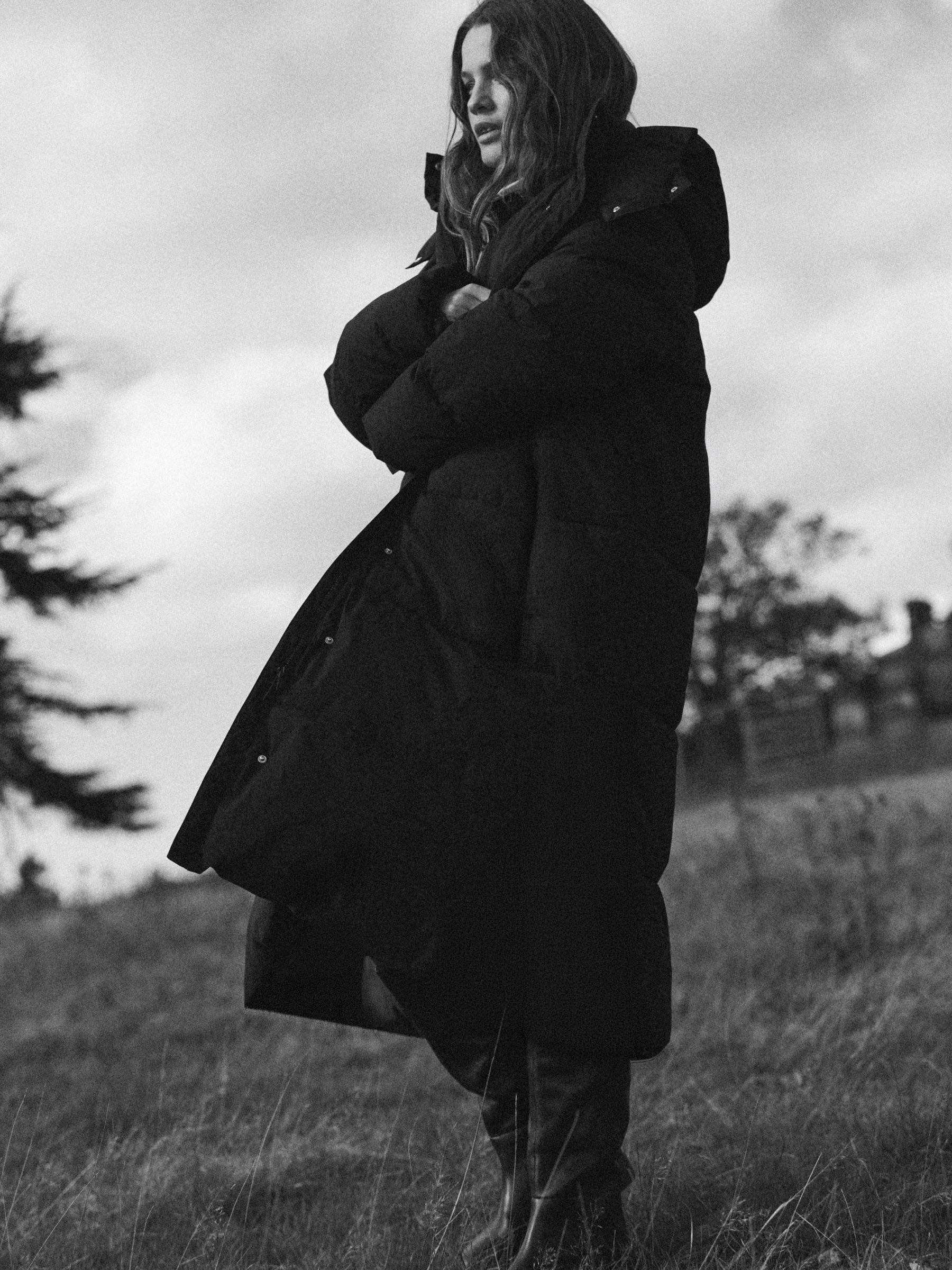 The Set Showerproof Padded Maxi Coat - Black - Regular - Location Worn