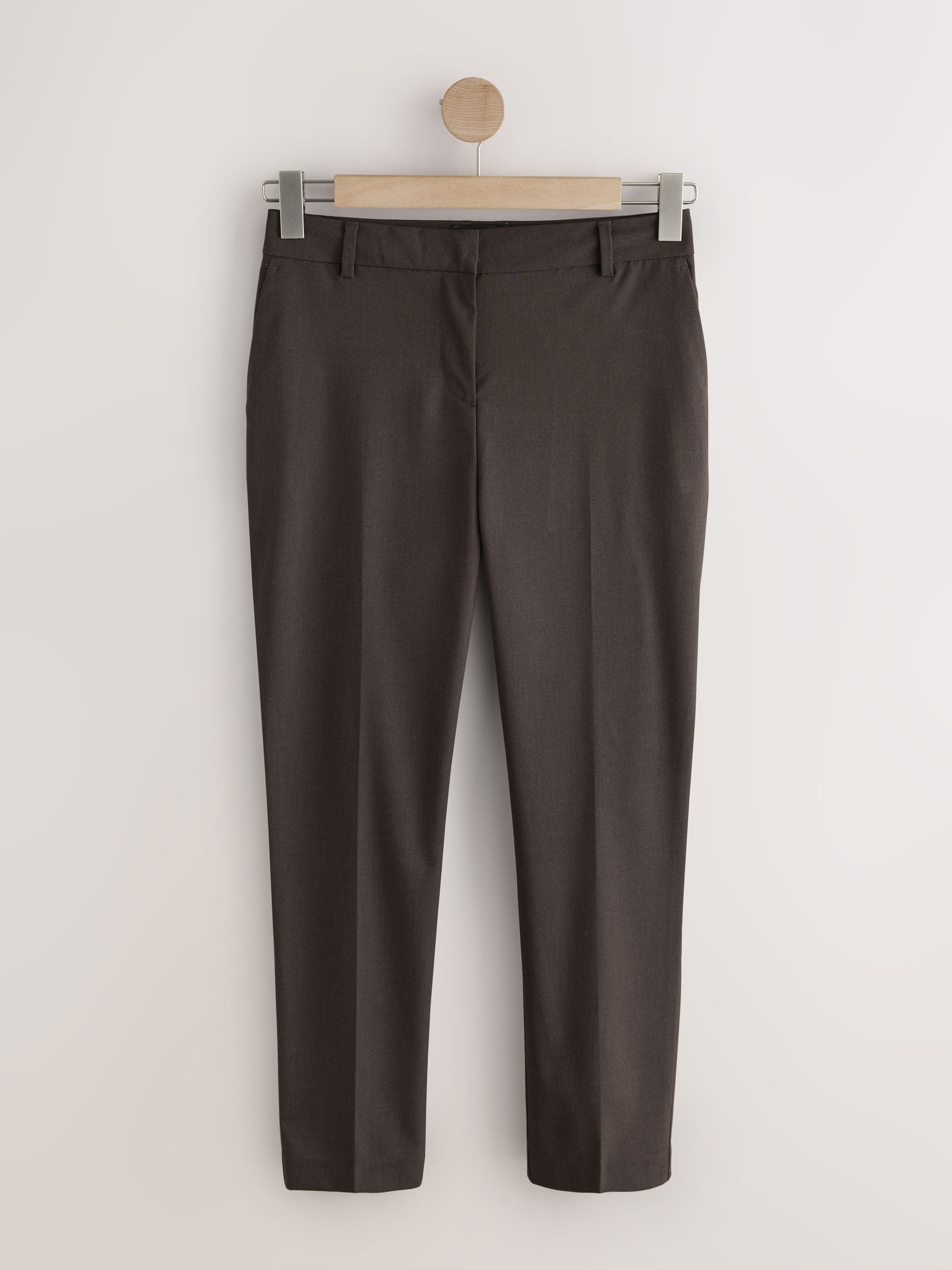 Tailored Slim Trousers With Wool - Chocolate Brown - Regular - SIP Still Life