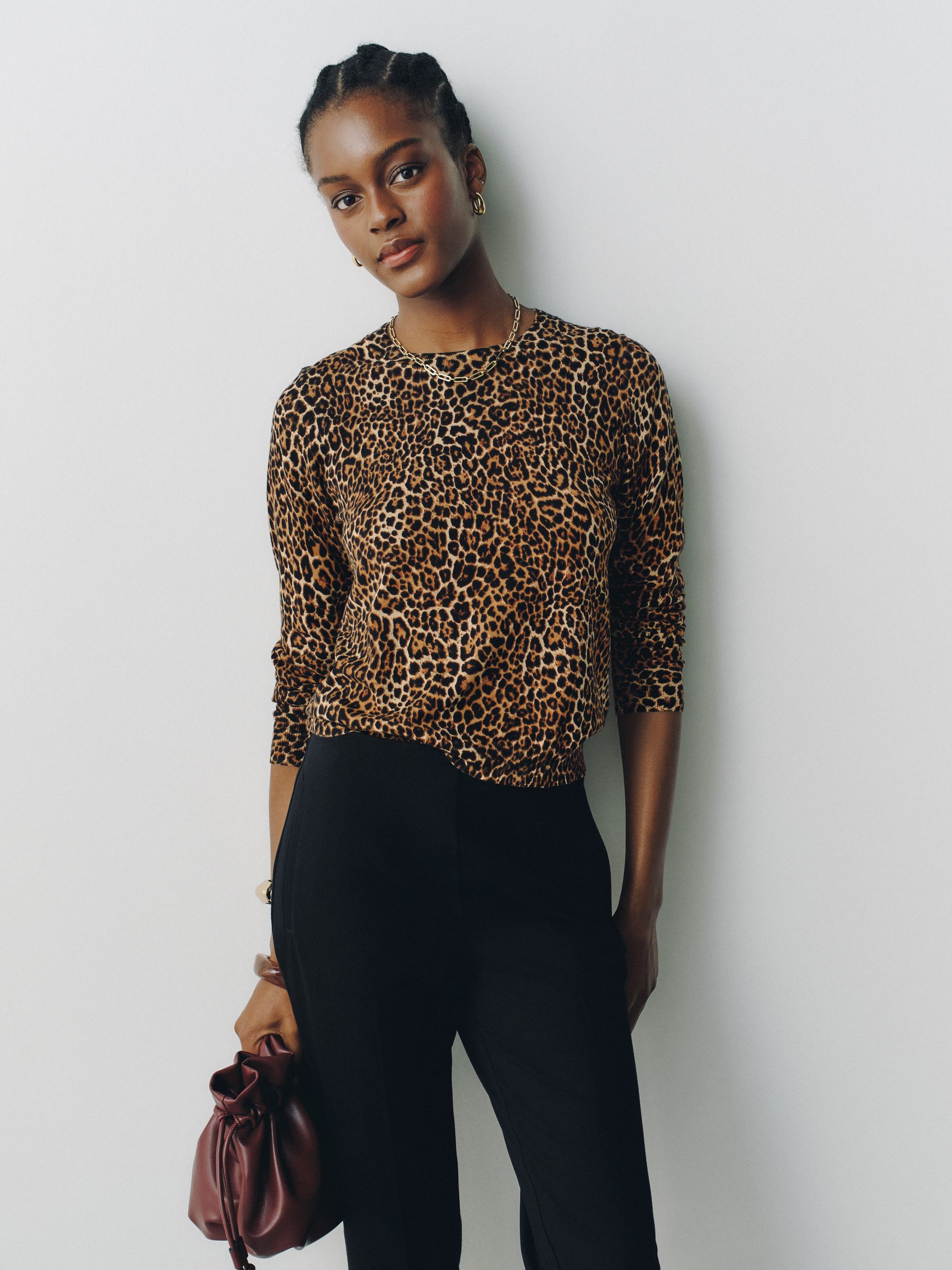 Cotton Rich Soft Touch Long Sleeve Crew Neck Jumper - Animal - Regular - SIP Worn