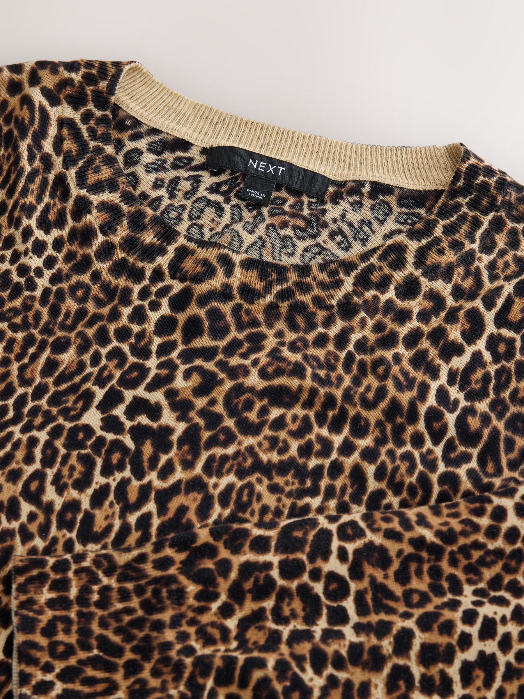 Cotton Rich Soft Touch Long Sleeve Crew Neck Jumper - Animal - Regular - SIP Still Life