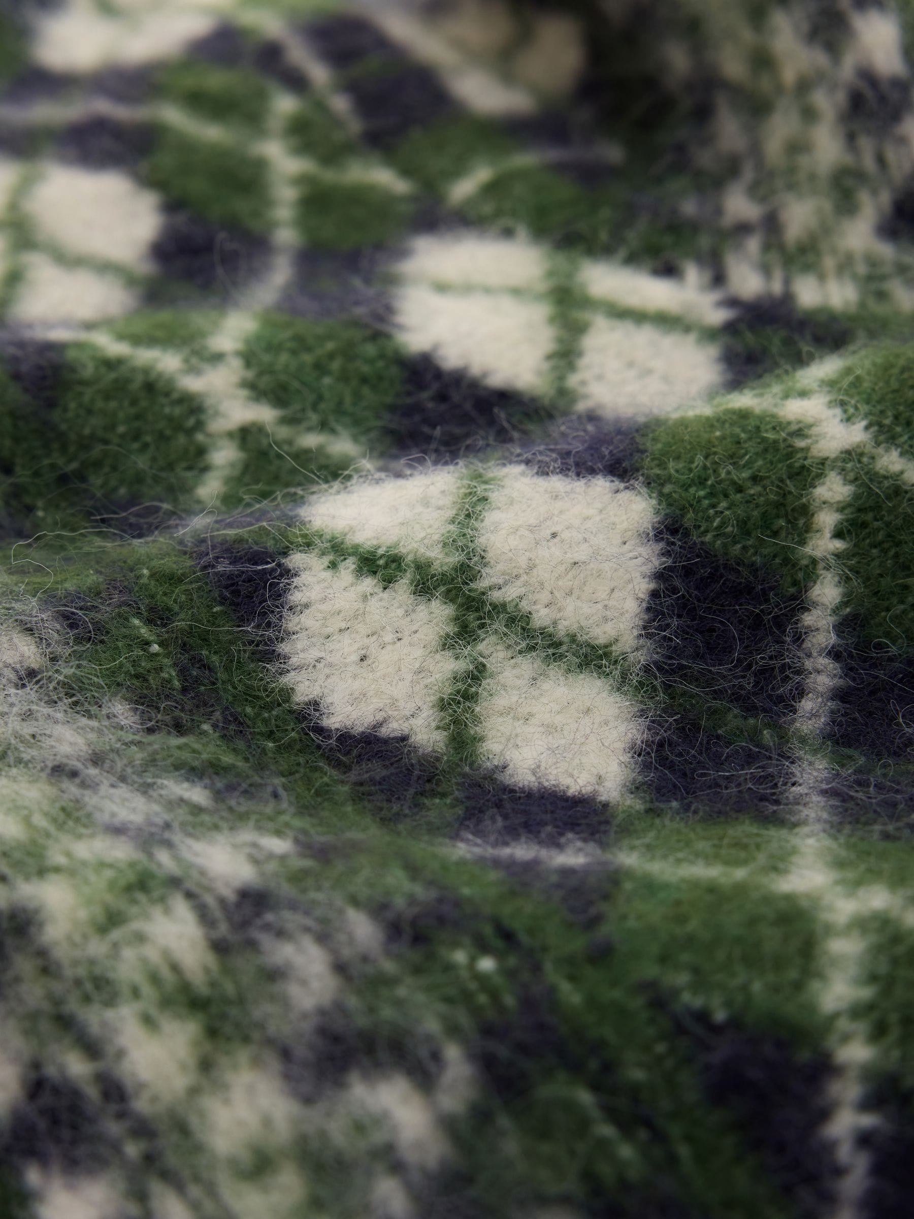 Long Sleeve Crew Neck Knitted Jumper With Wool - Green Argyle - Regular - SIP Still Life