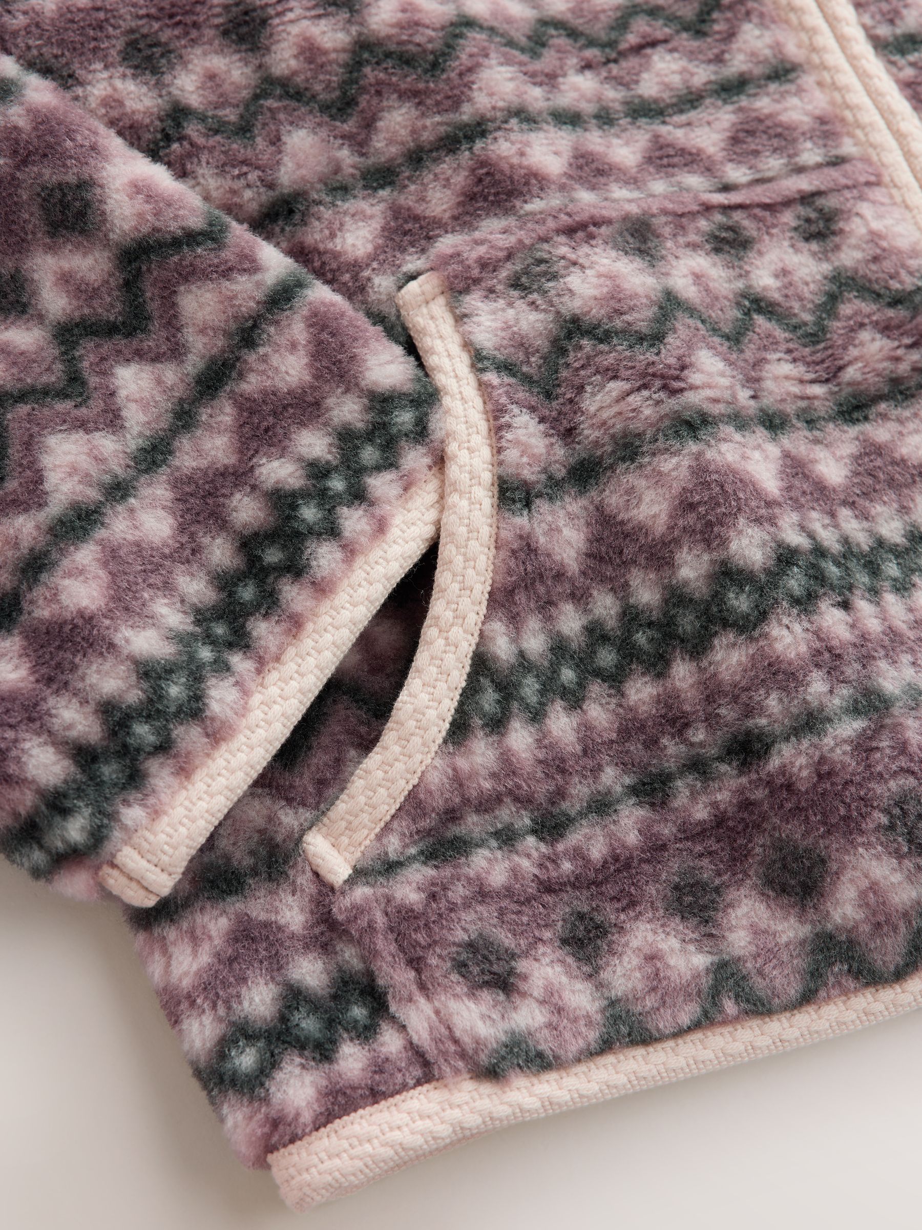 Sheepy Borg Zip Through Jacket - Grey/Pink/White - Regular - SIP Still Life