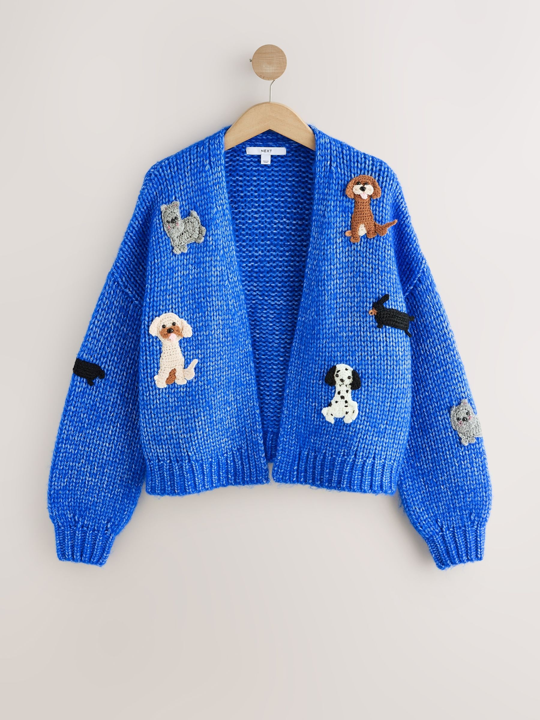 Soft Touch Chunky Knit Open Cardigan - Cobalt Blue Crochet Dogs - Regular - SIP Still Life