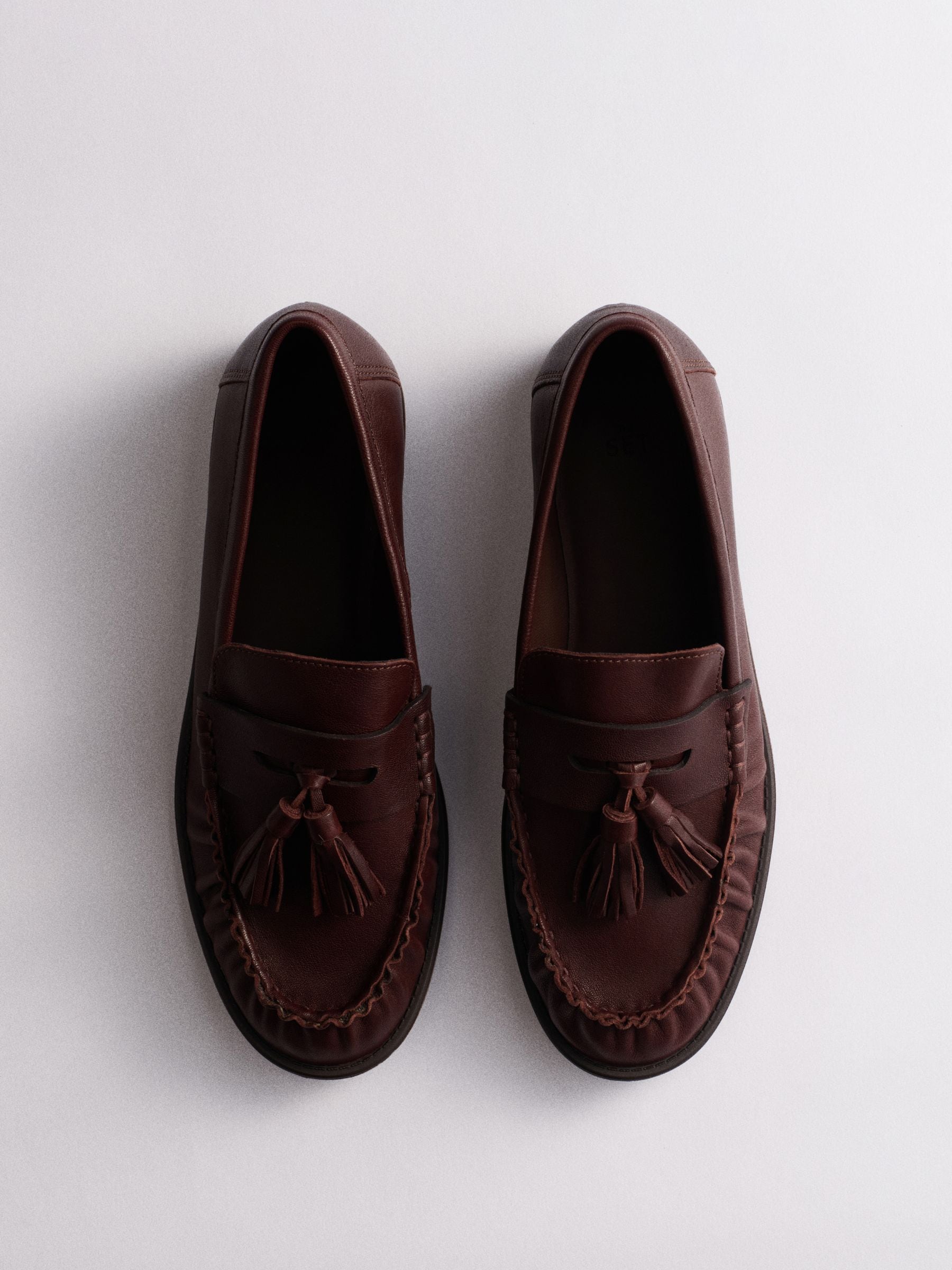 The Set Tassel Ruched Loafers - Brown - Regular - SIP Still Life