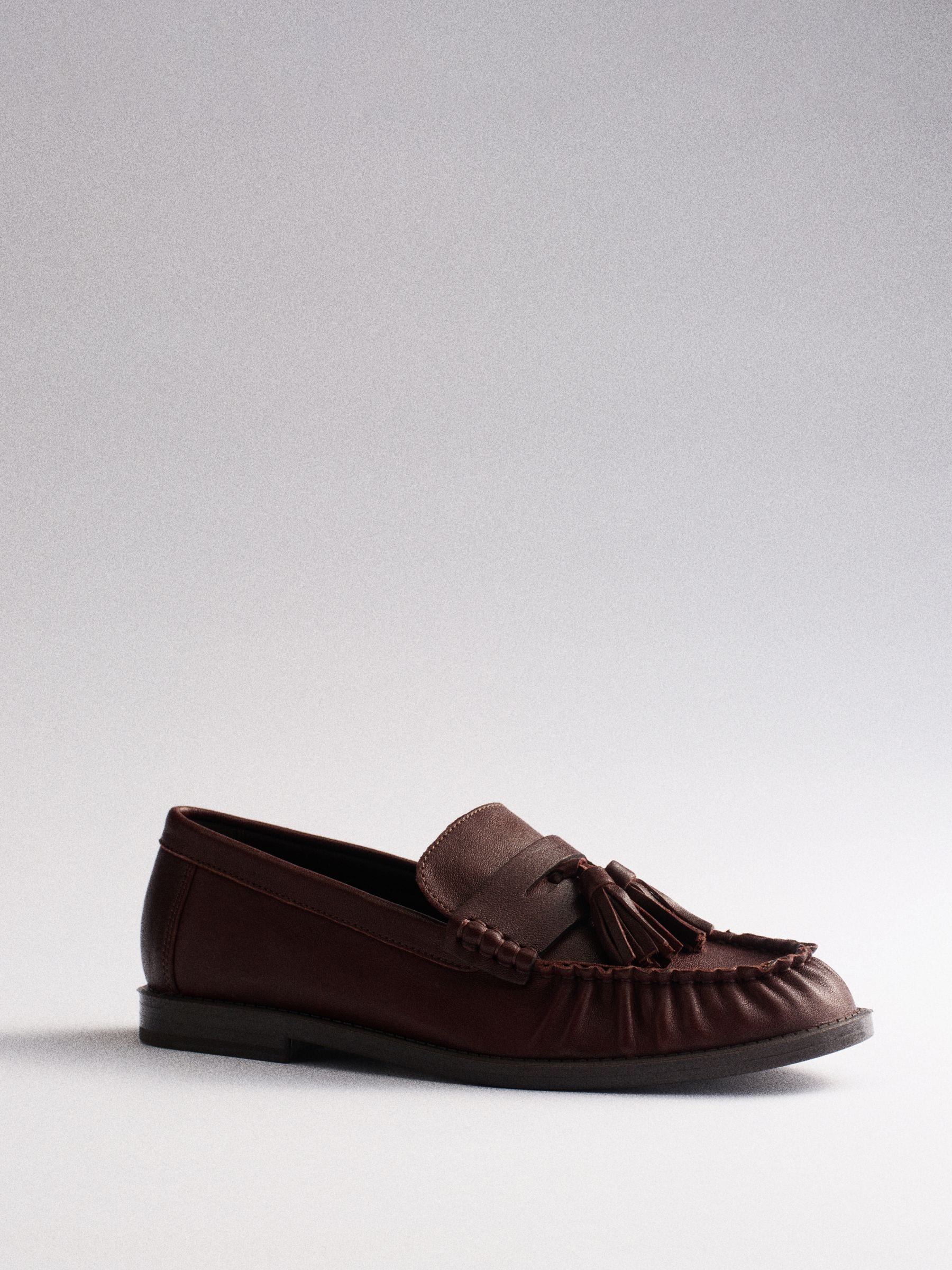 The Set Tassel Ruched Loafers - Brown - Regular - SIP Still Life