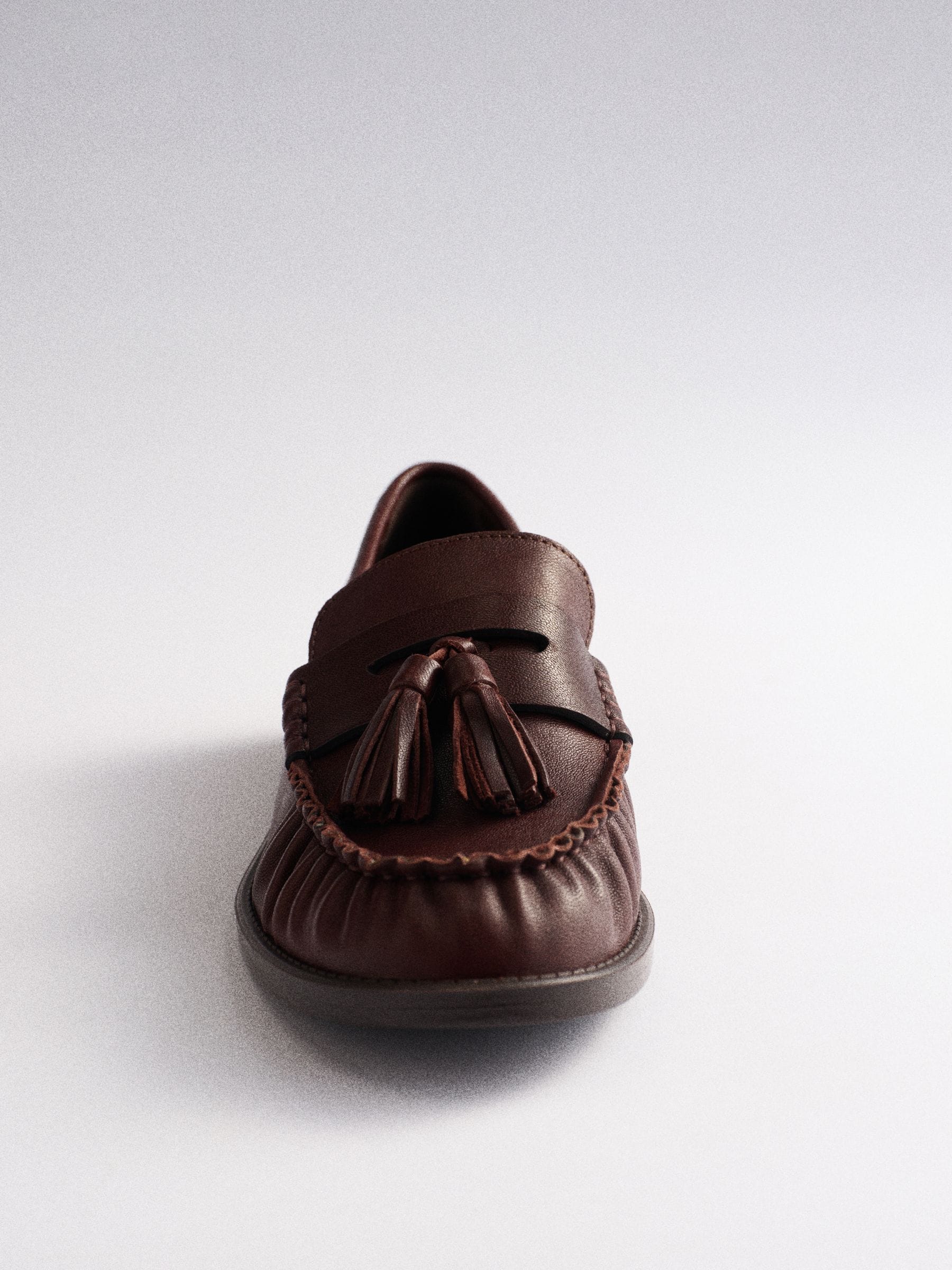 The Set Tassel Ruched Loafers - Brown - Regular - SIP Still Life