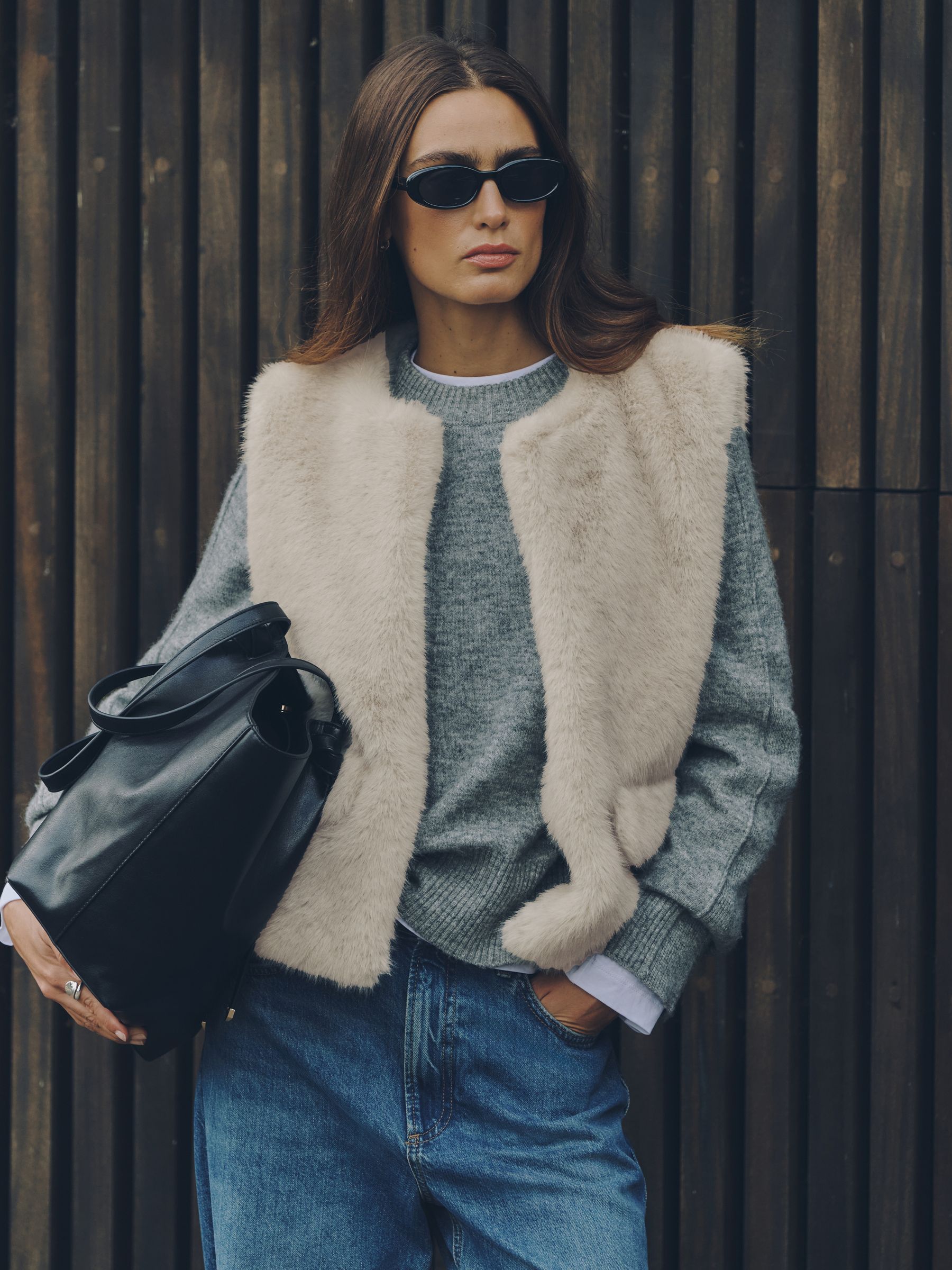 Faux Fur Gilet Cover-Up - Grey - Regular - SIP Worn