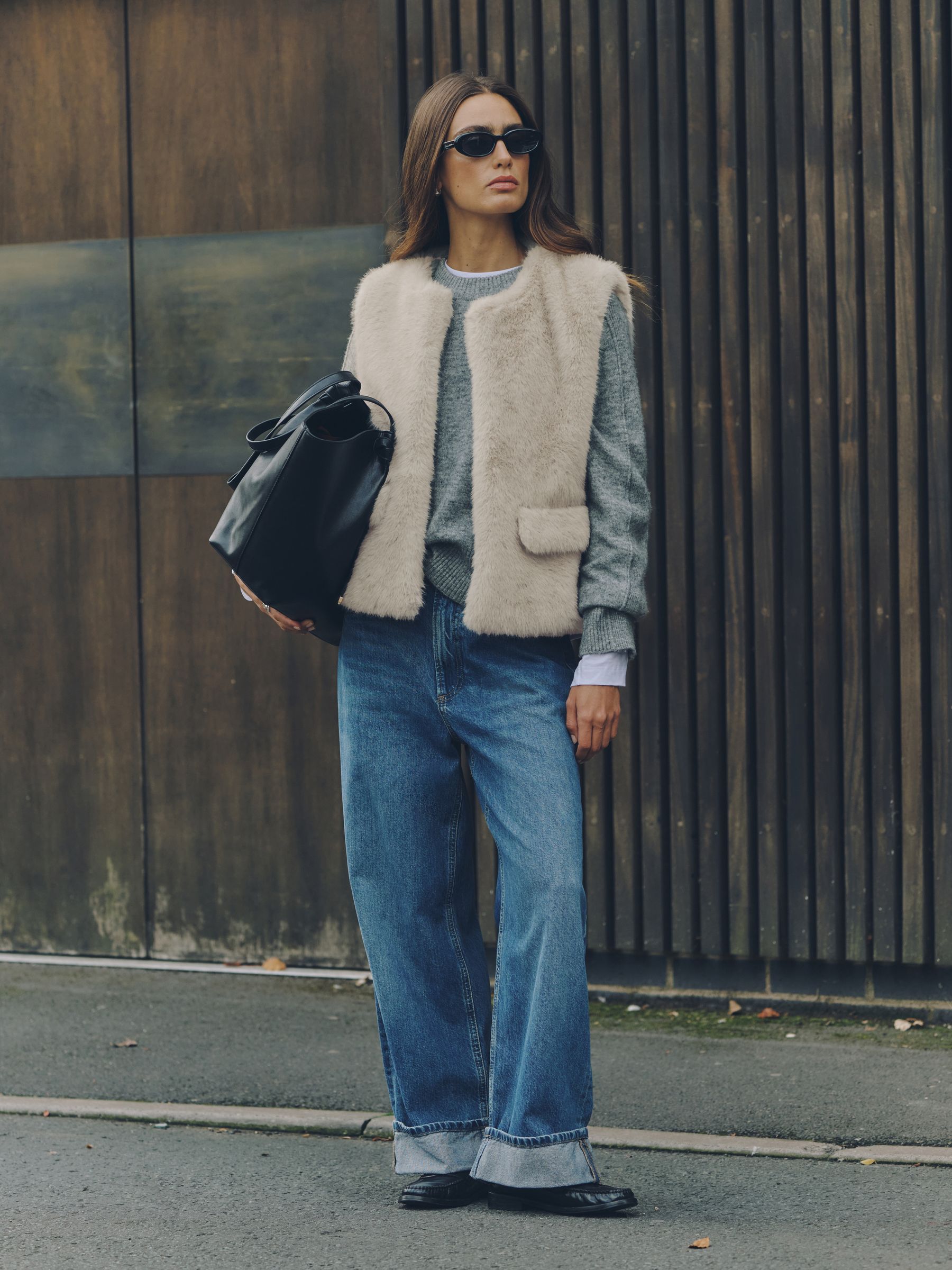 Faux Fur Gilet Cover-Up - Grey - Regular - SIP Worn