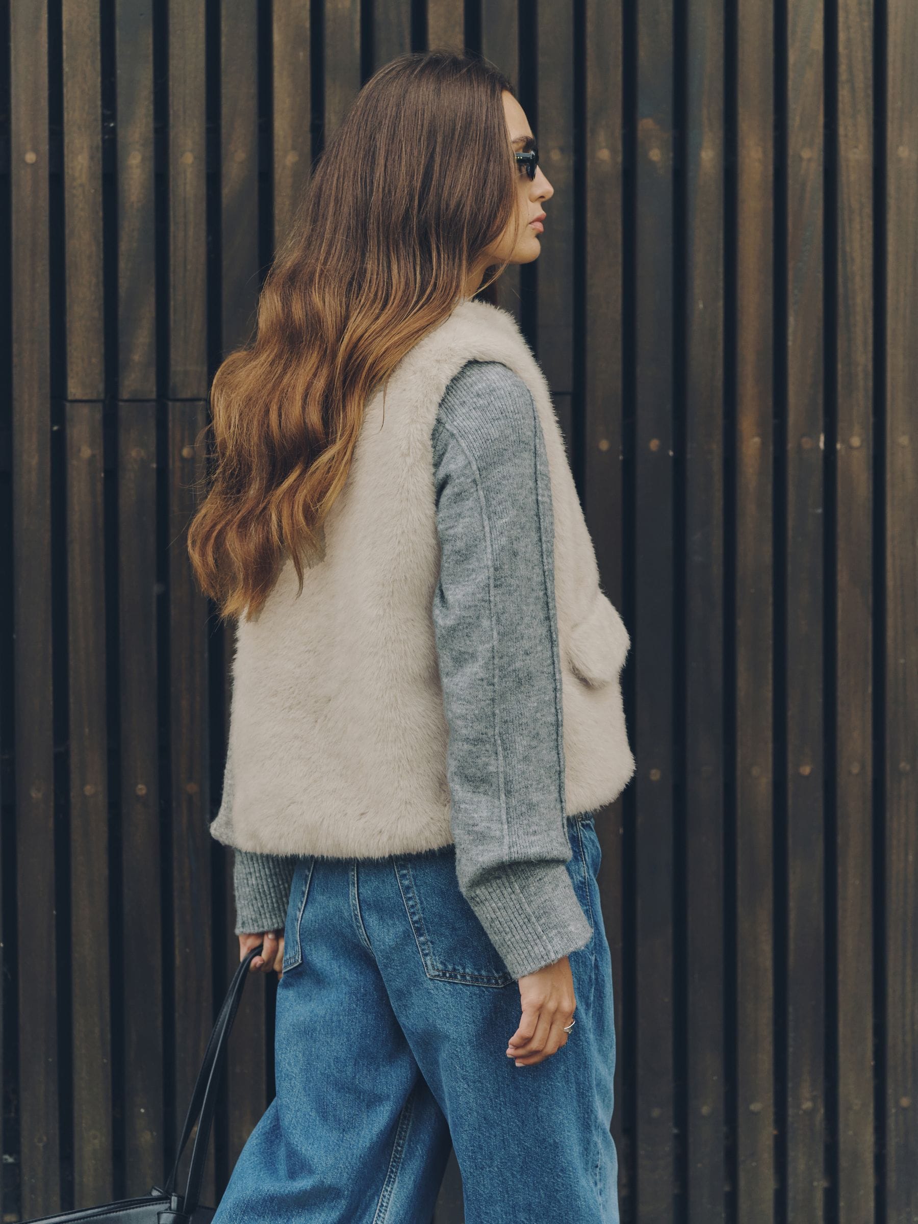 Faux Fur Gilet Cover-Up - Grey - Regular - SIP Worn