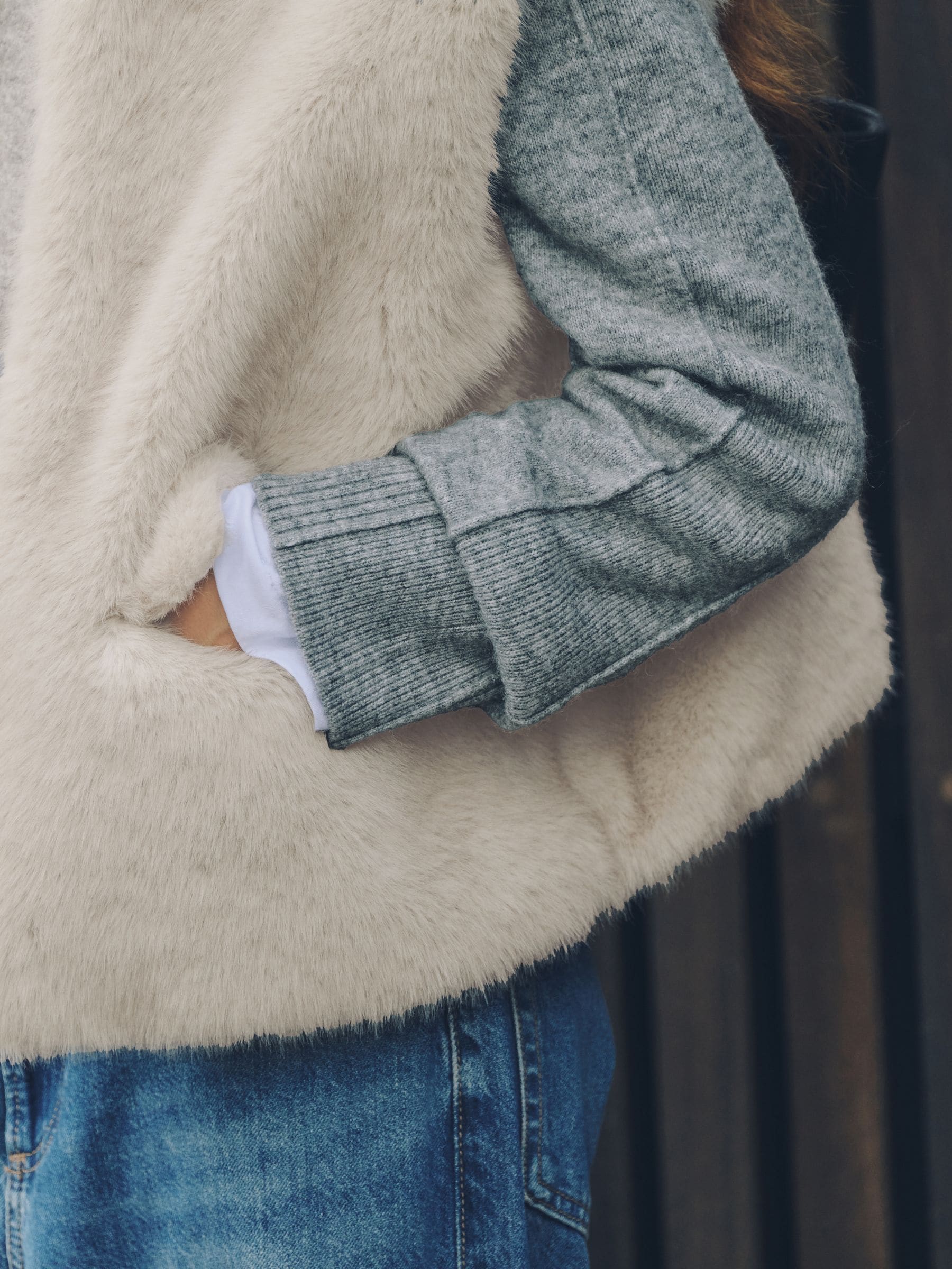 Faux Fur Gilet Cover-Up - Grey - Regular - SIP Worn