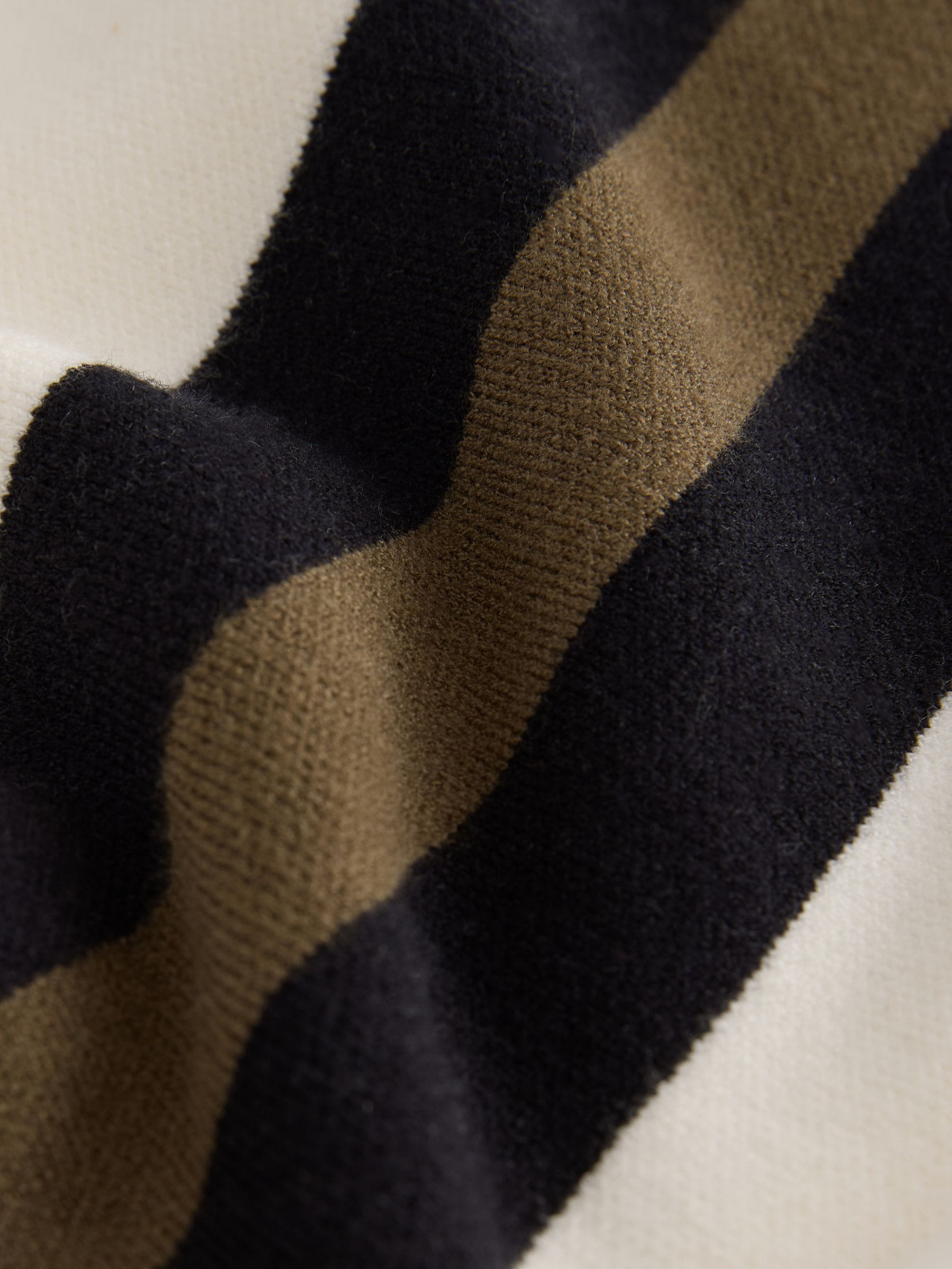 Striped Knit Look Crew Neck Jumper - Ecru Cream & Sage - Regular - SIP Still Life