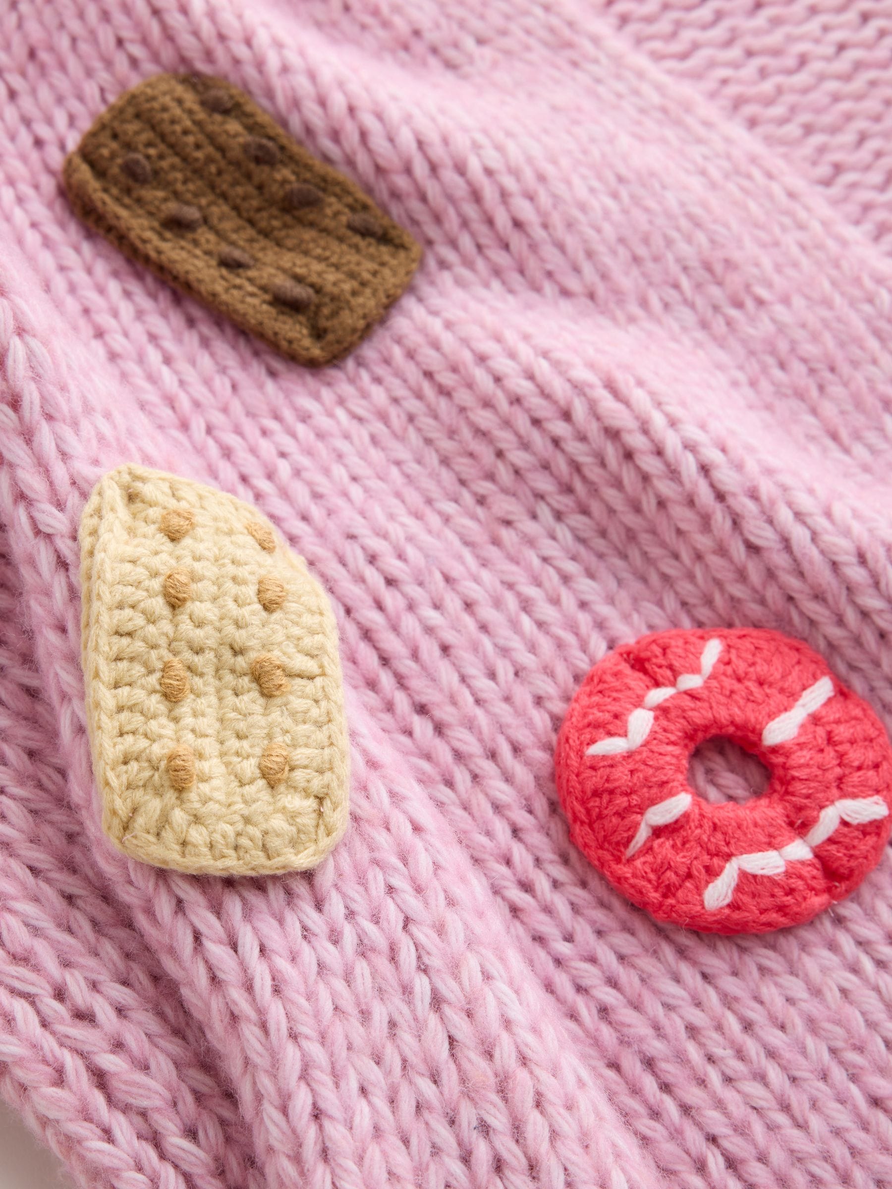 Soft Touch Chunky Knit Open Cardigan - Pink Crochet Biscuit - Regular - SIP Still Life