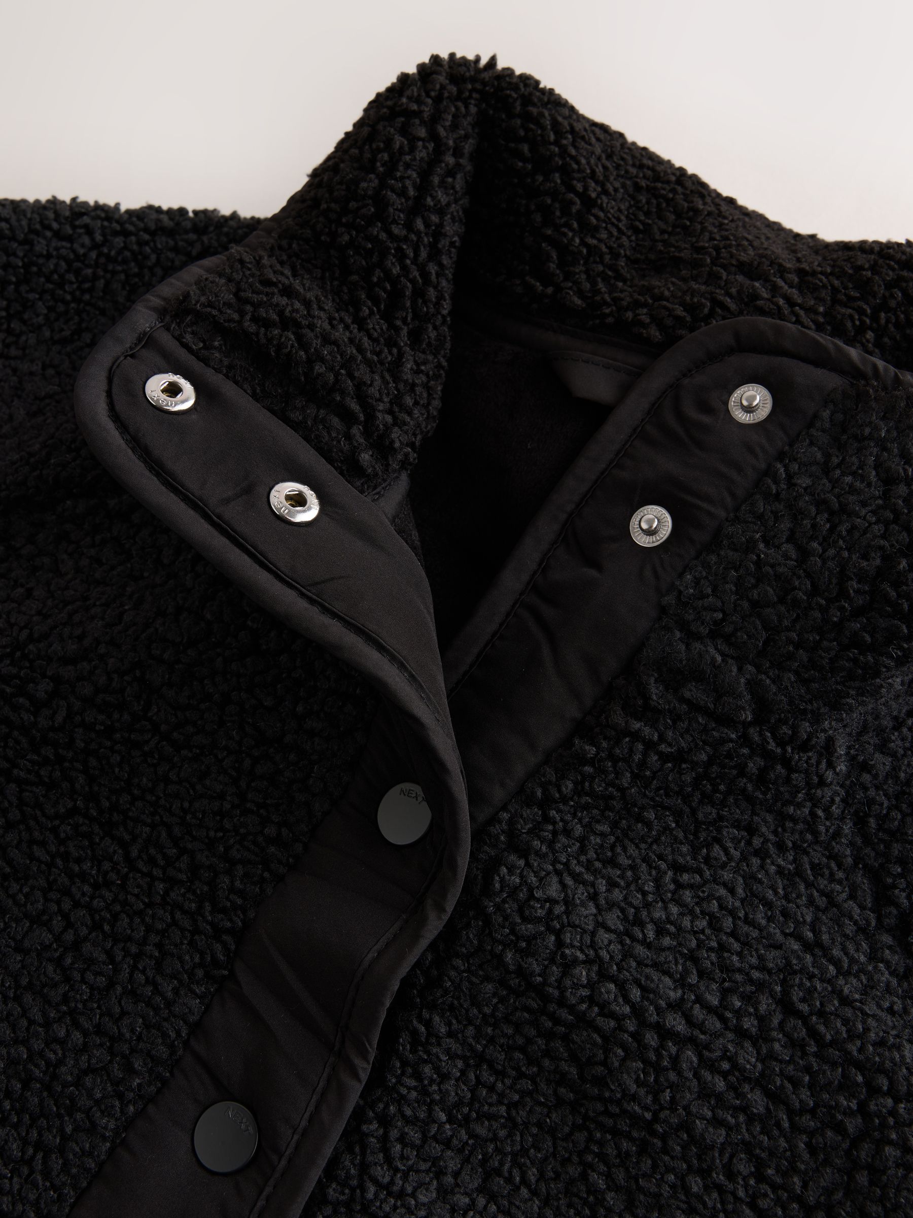 Button Through Borg Fleece - Black - Regular - SIP Still Life