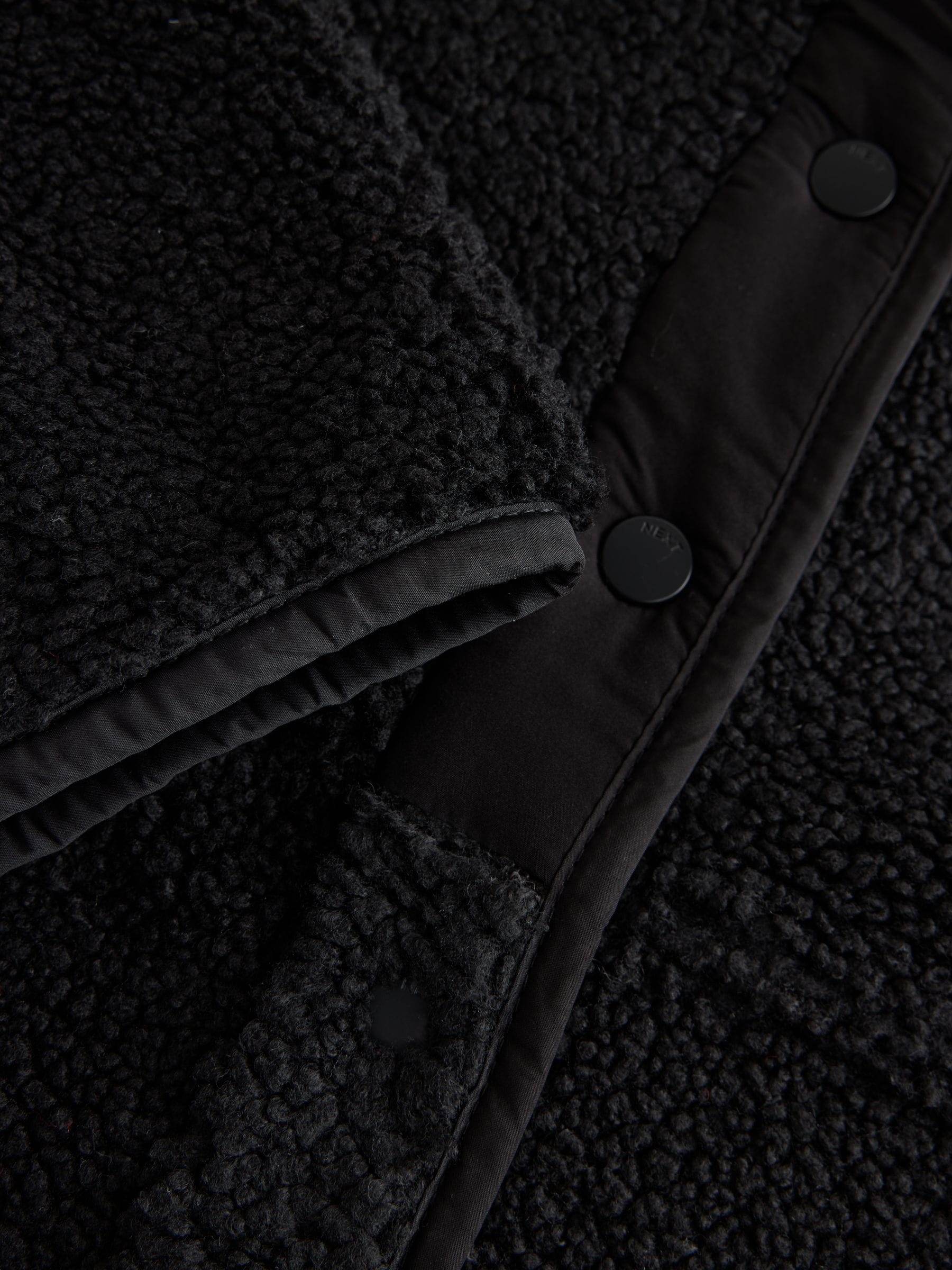 Button Through Borg Fleece - Black - Regular - SIP Still Life