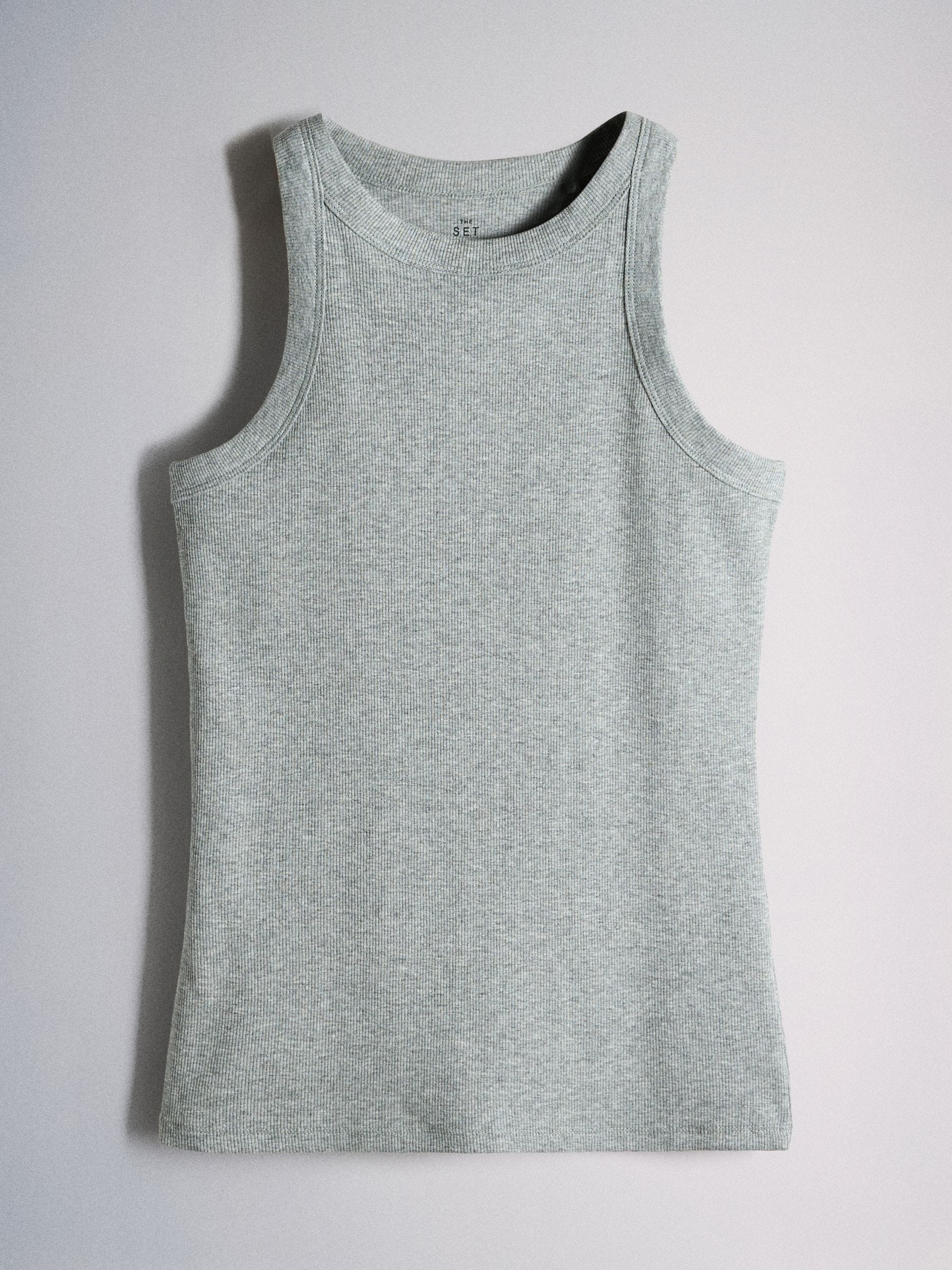 The Set 5 Pack Racer Ribbed Vests - Grey/Black/Charcoal/White - Regular - SIP Still Life