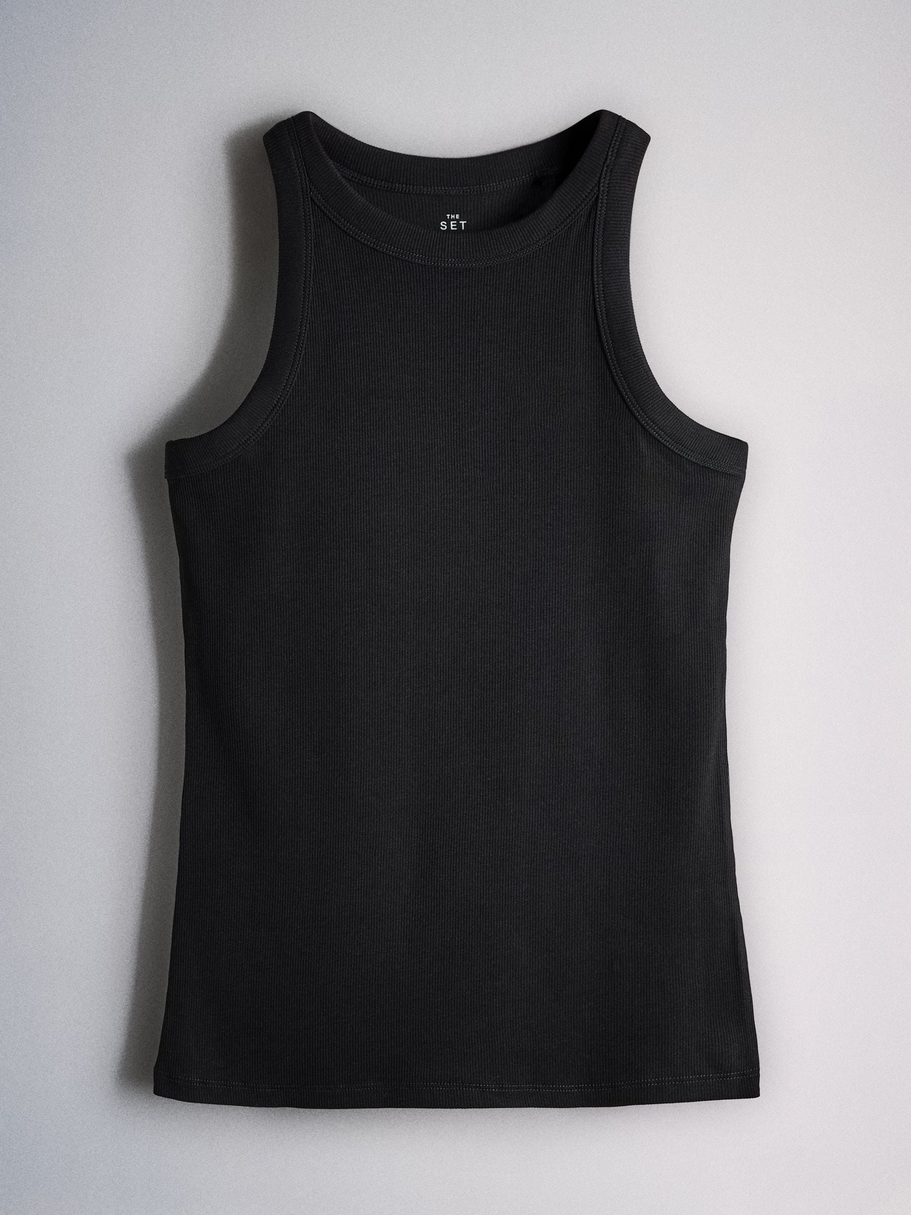 The Set 5 Pack Racer Ribbed Vests - Grey/Black/Charcoal/White - Regular - SIP Still Life