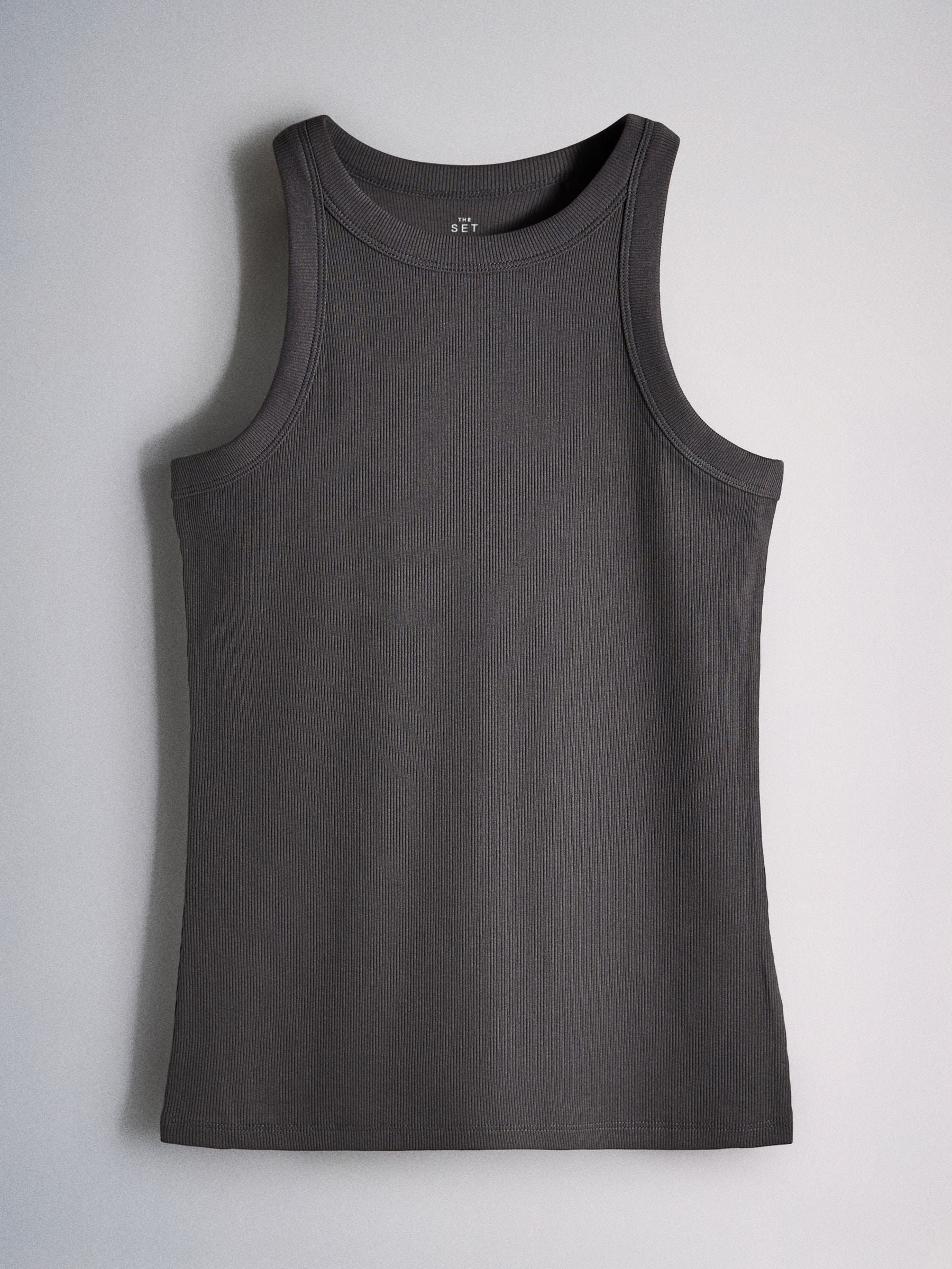 The Set 5 Pack Racer Ribbed Vests - Grey/Black/Charcoal/White - Regular - SIP Still Life