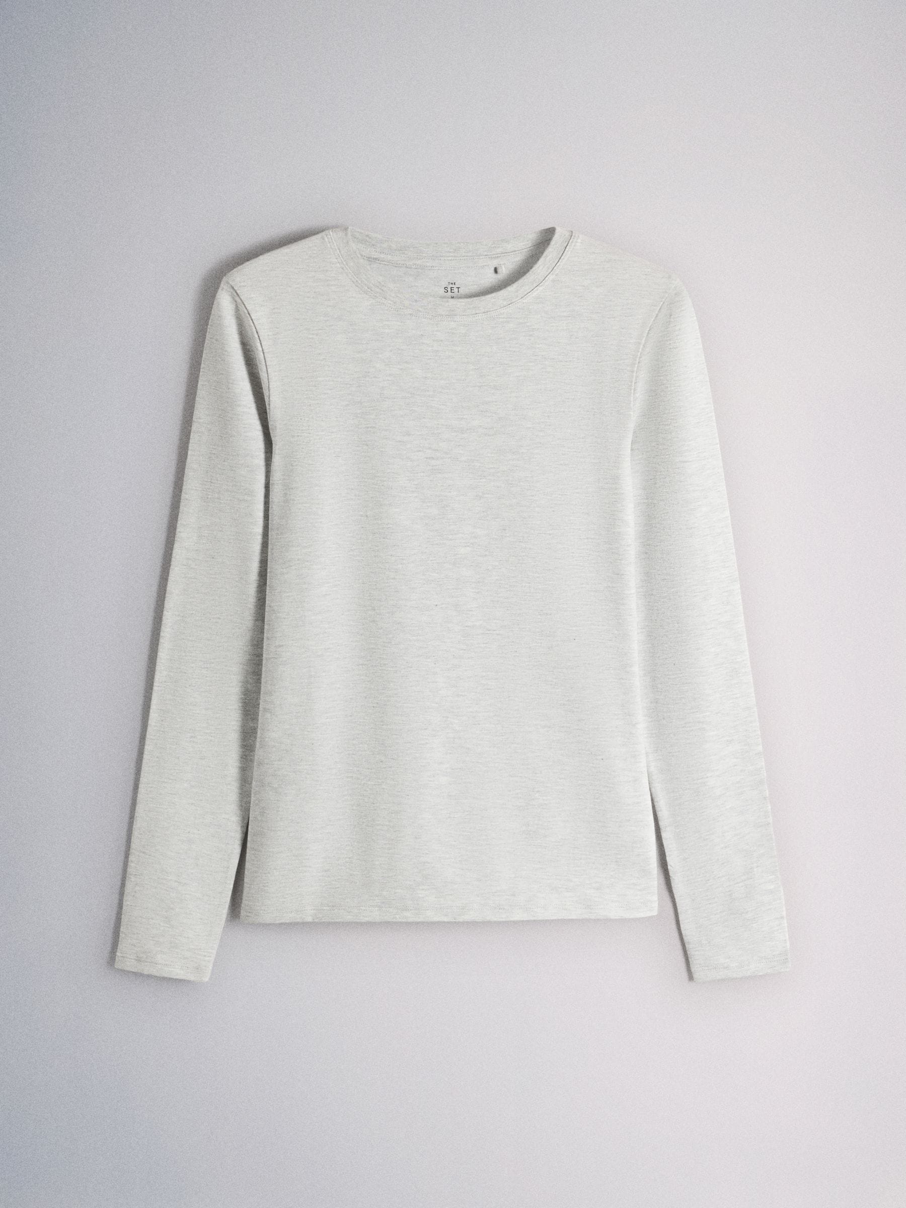 The Set 5 Pack Skinny Fit Crew Neck Long Sleeve T-Shirts - Grey - Regular - SIP Still Life