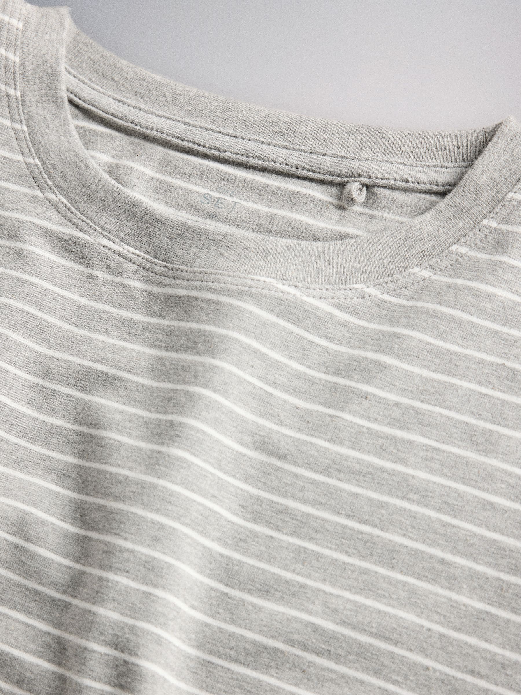 The Set 5 Pack Skinny Fit Crew Neck Long Sleeve T-Shirts - Grey - Regular - SIP Still Life