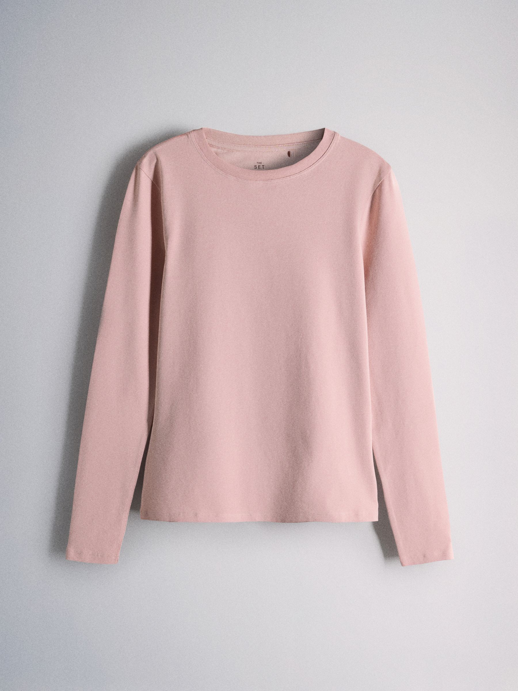 The Set 5 Pack Skinny Fit Crew Neck Long Sleeve T-Shirts - Pink/Cream/Stripe/Taupe - Regular - SIP Still Life