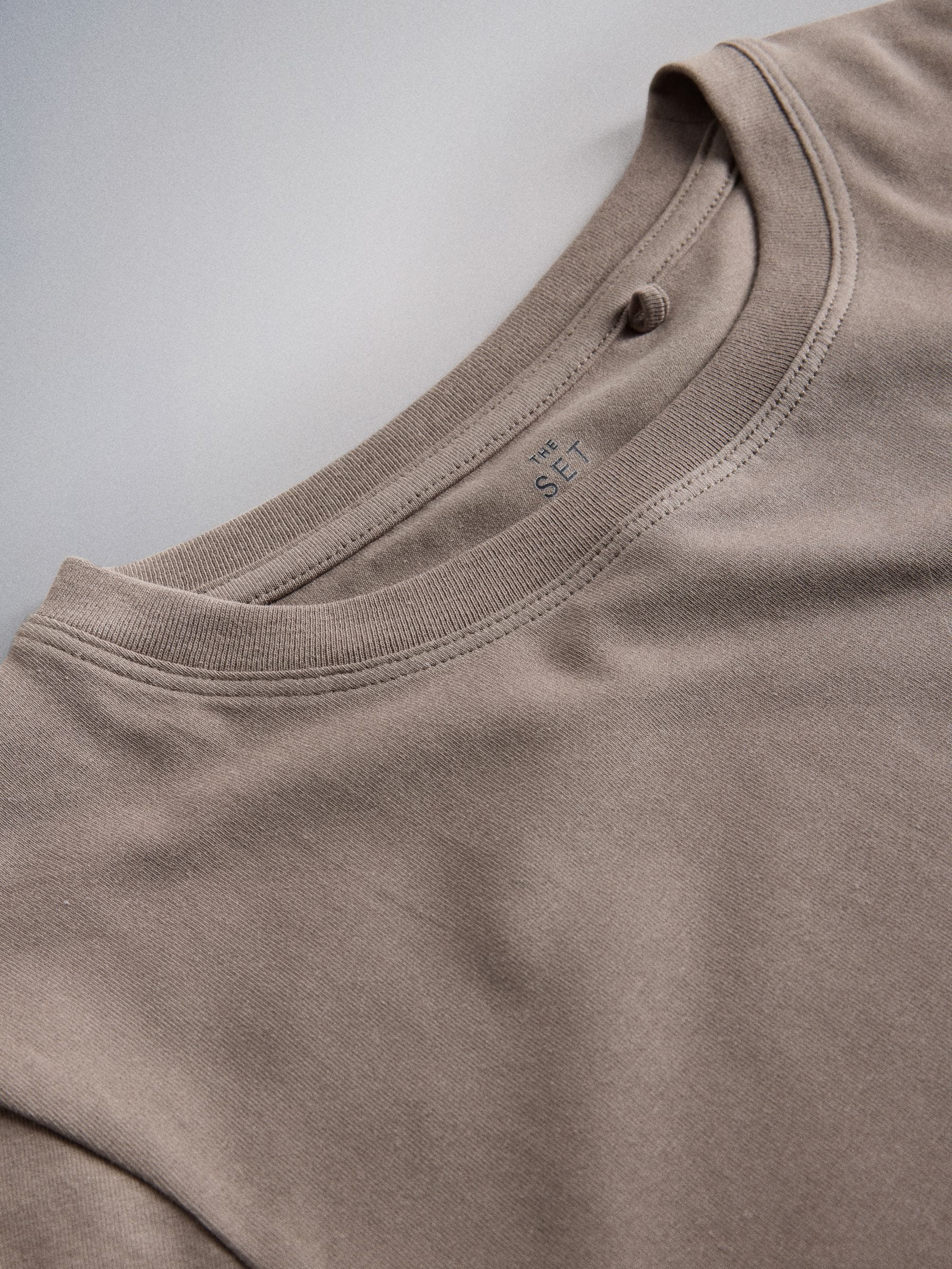 The Set 5 Pack Skinny Fit Crew Neck Long Sleeve T-Shirts - Pink/Cream/Stripe/Taupe - Regular - SIP Still Life