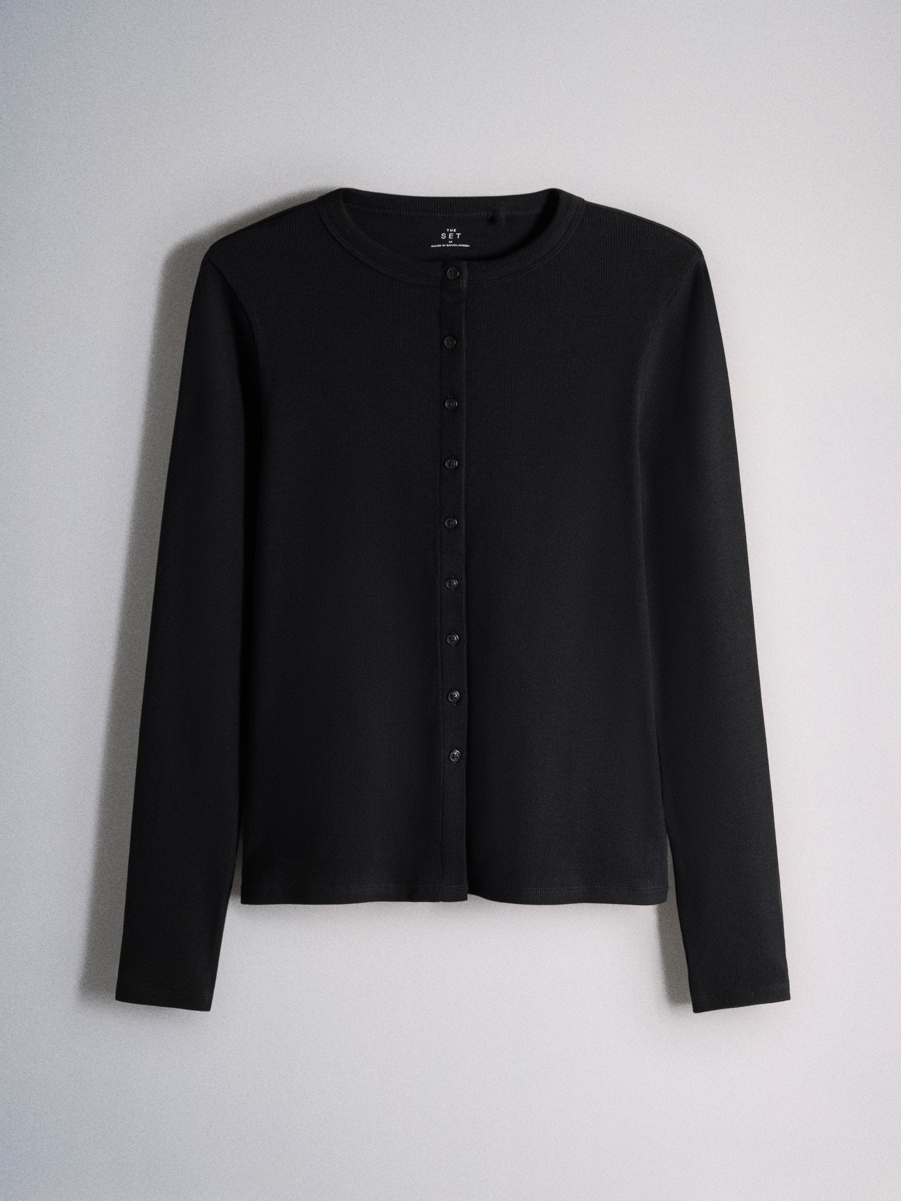 The Set 3 Pack Long Sleeve Button Through Rib T-Shirt - Brown/Black/Ecru - Regular - SIP Still Life