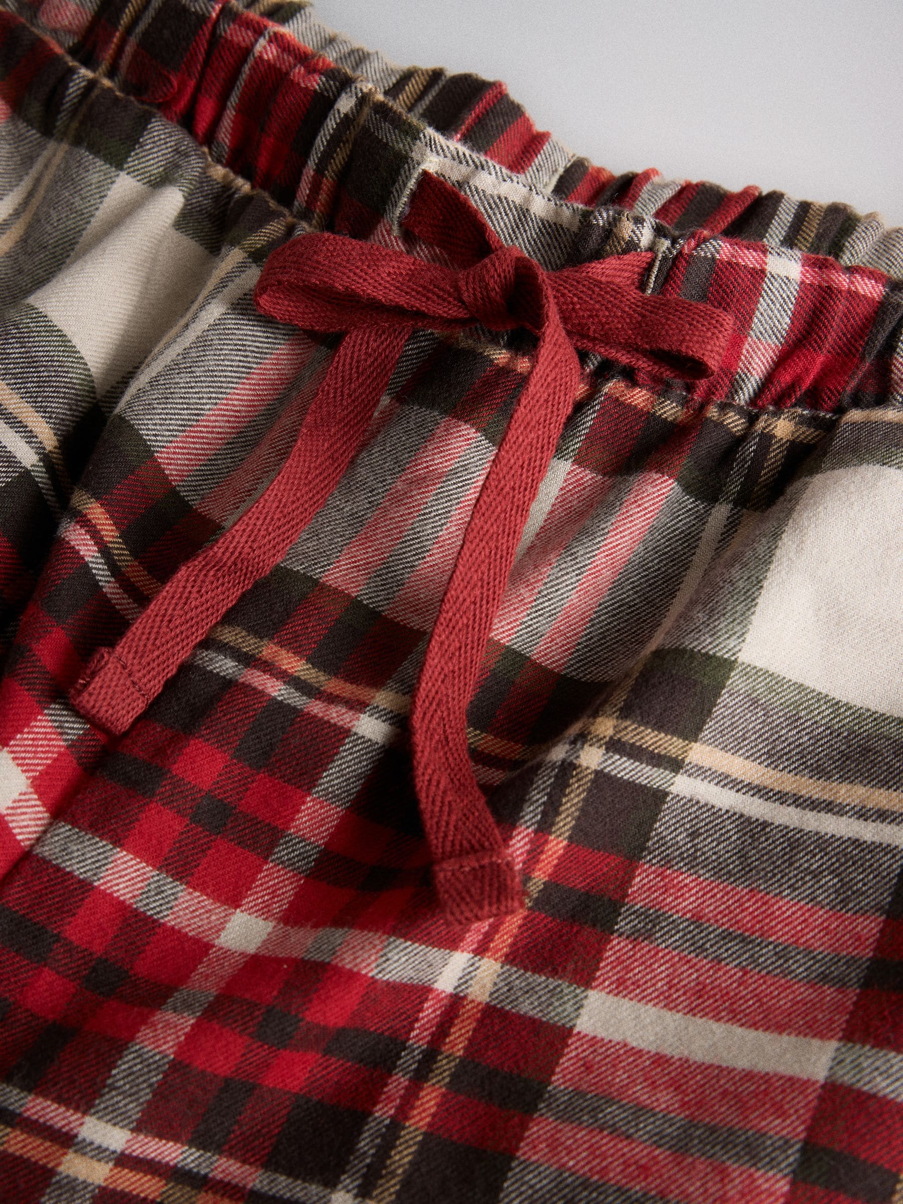 The Set 2 Pack Henley and Flannel Pyjamas Set - Chocolate Brown Check/Cream Red Stripe - Regular - SIP Still Life